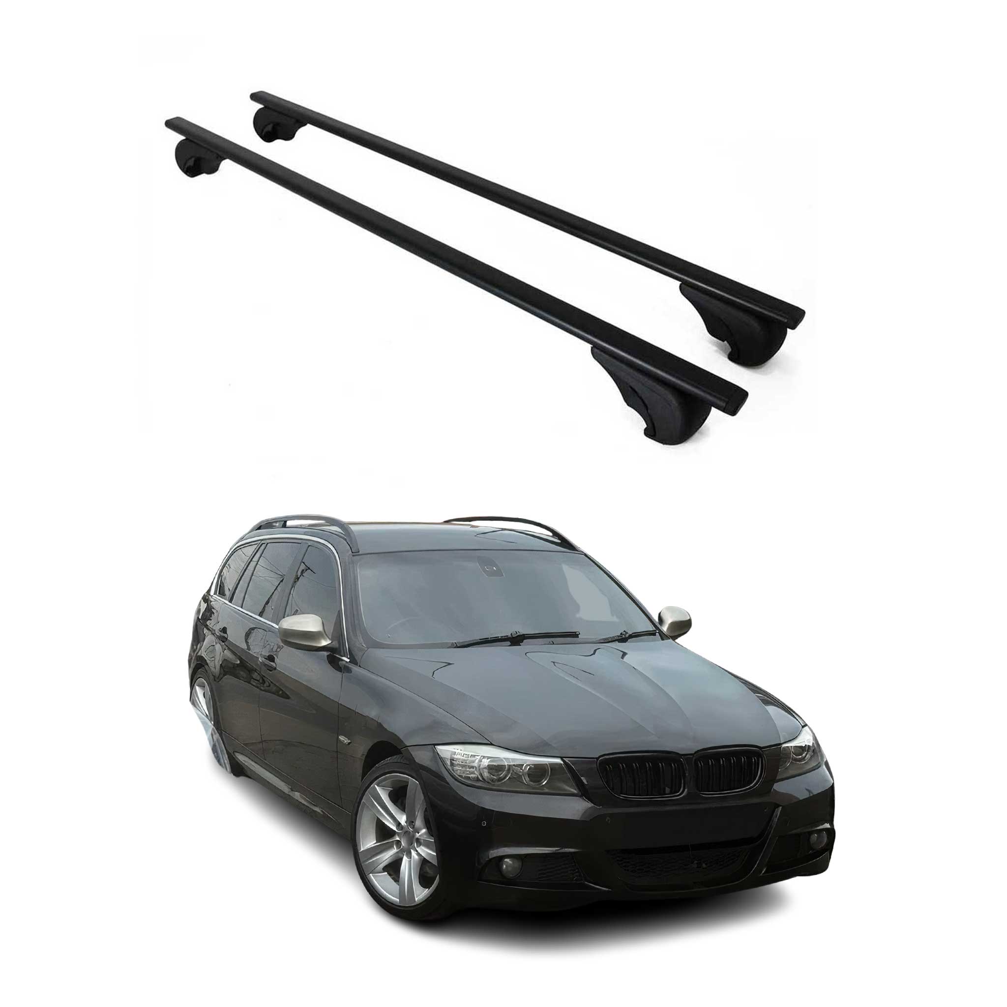 Roof Racks Cross Bars Durable for BMW 3 Series E91 Wagon 2005-2012 Metal Black