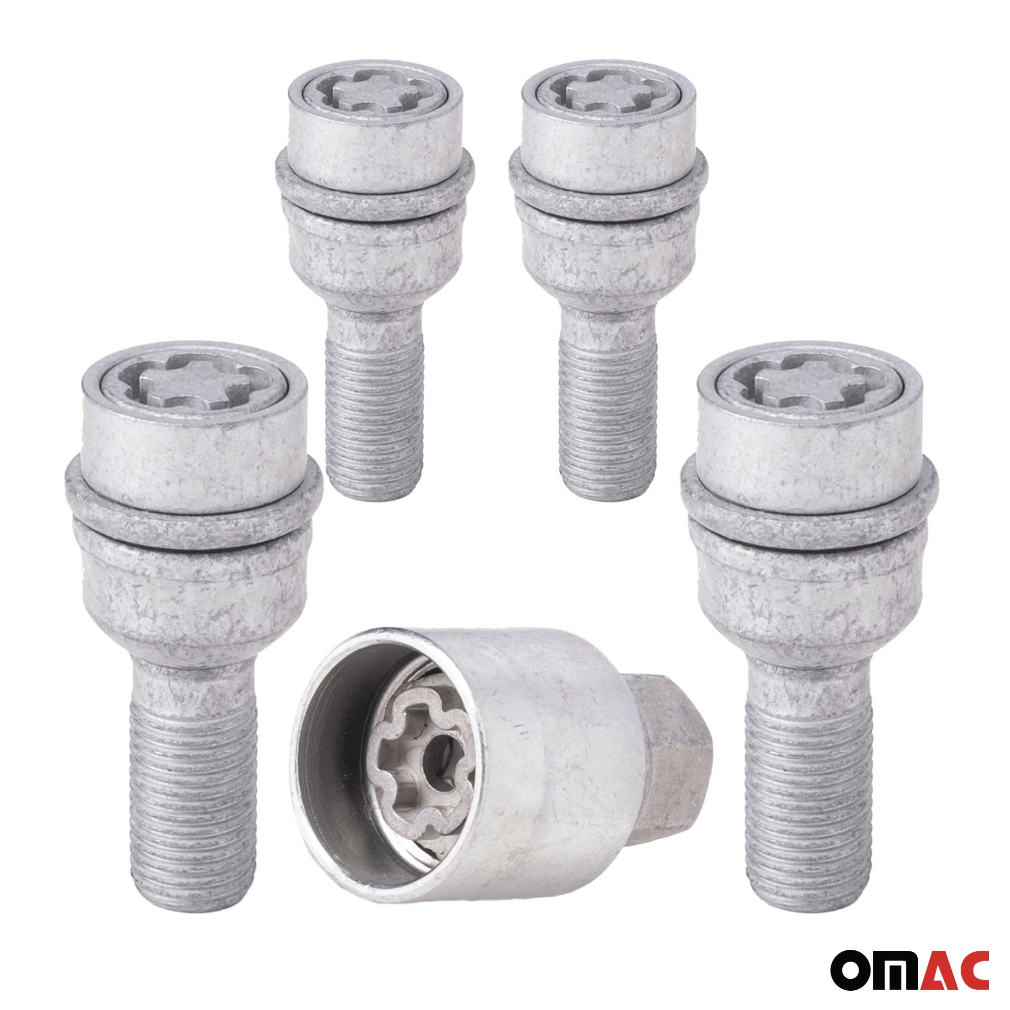 Wheel Lock Kit for Audi Q6 E-Tron Q7 Q8 M14X1,5 Galvanized Silver 4Locks&1Key