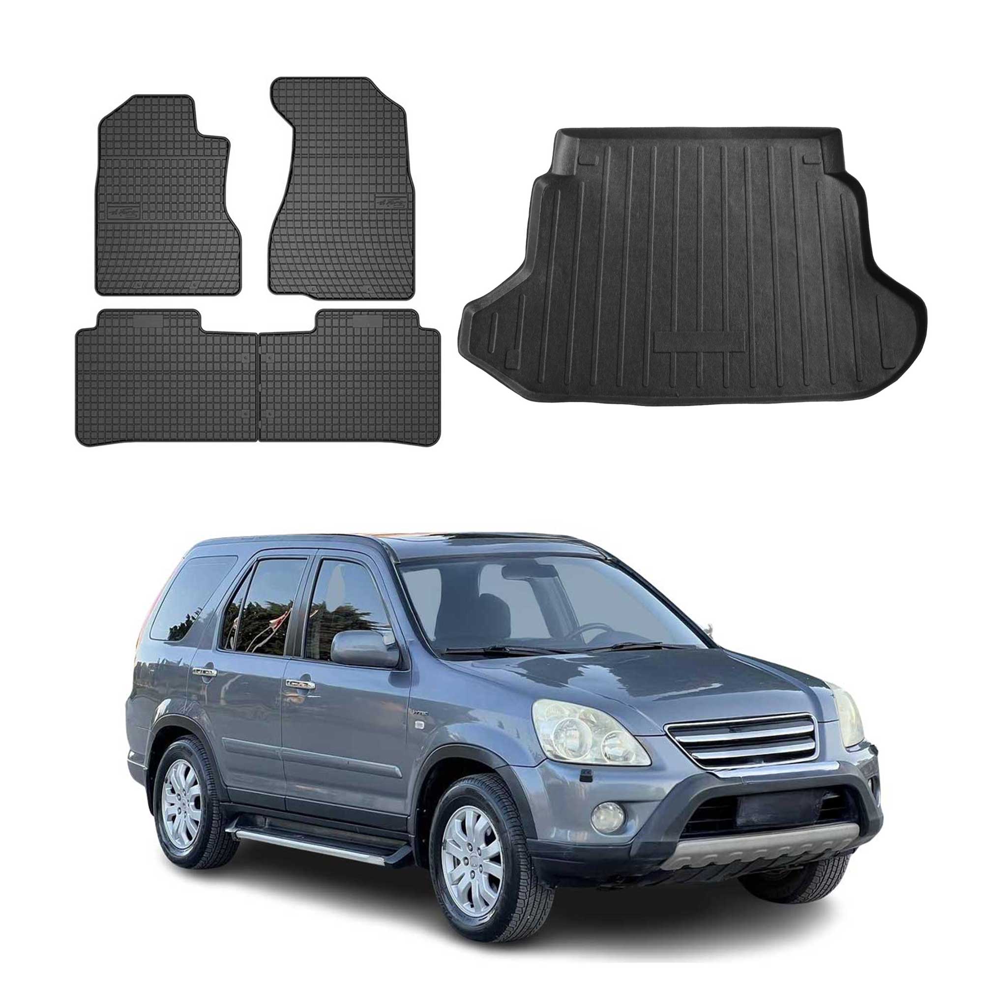 2002-2006 Honda CR-V Floor Mats & Cargo Liner Full Set All Weather Black