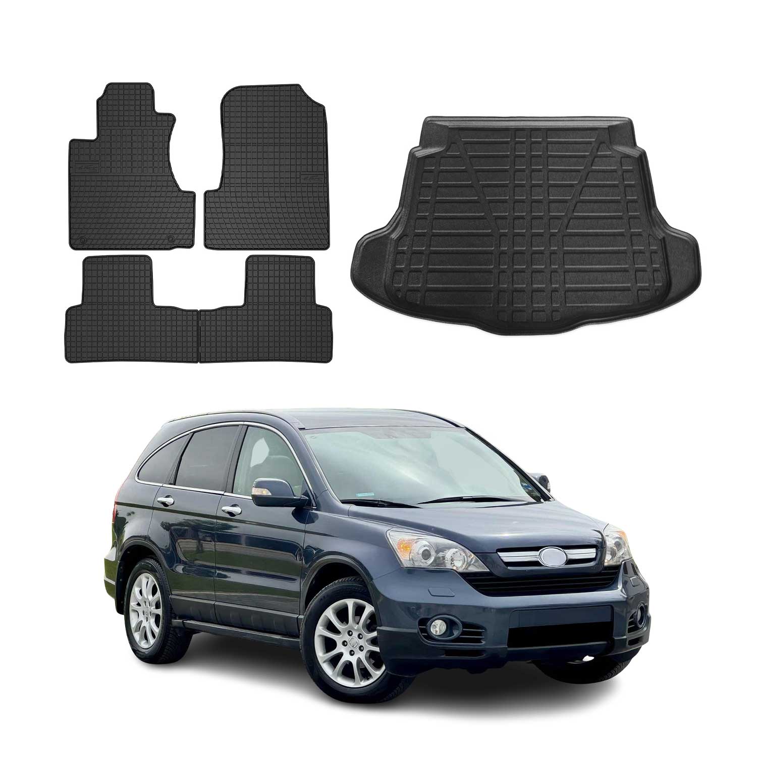 2007-2011 Honda CR-V Floor Mats & Cargo Liner Full Set All Weather Black