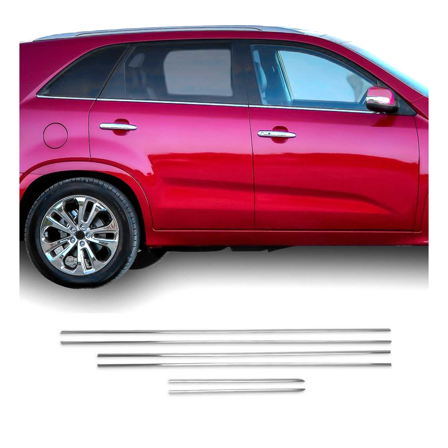 2011-2013 Kia Sorento Window Molding Trim Streamer Stainless Steel Silver 6 Pcs