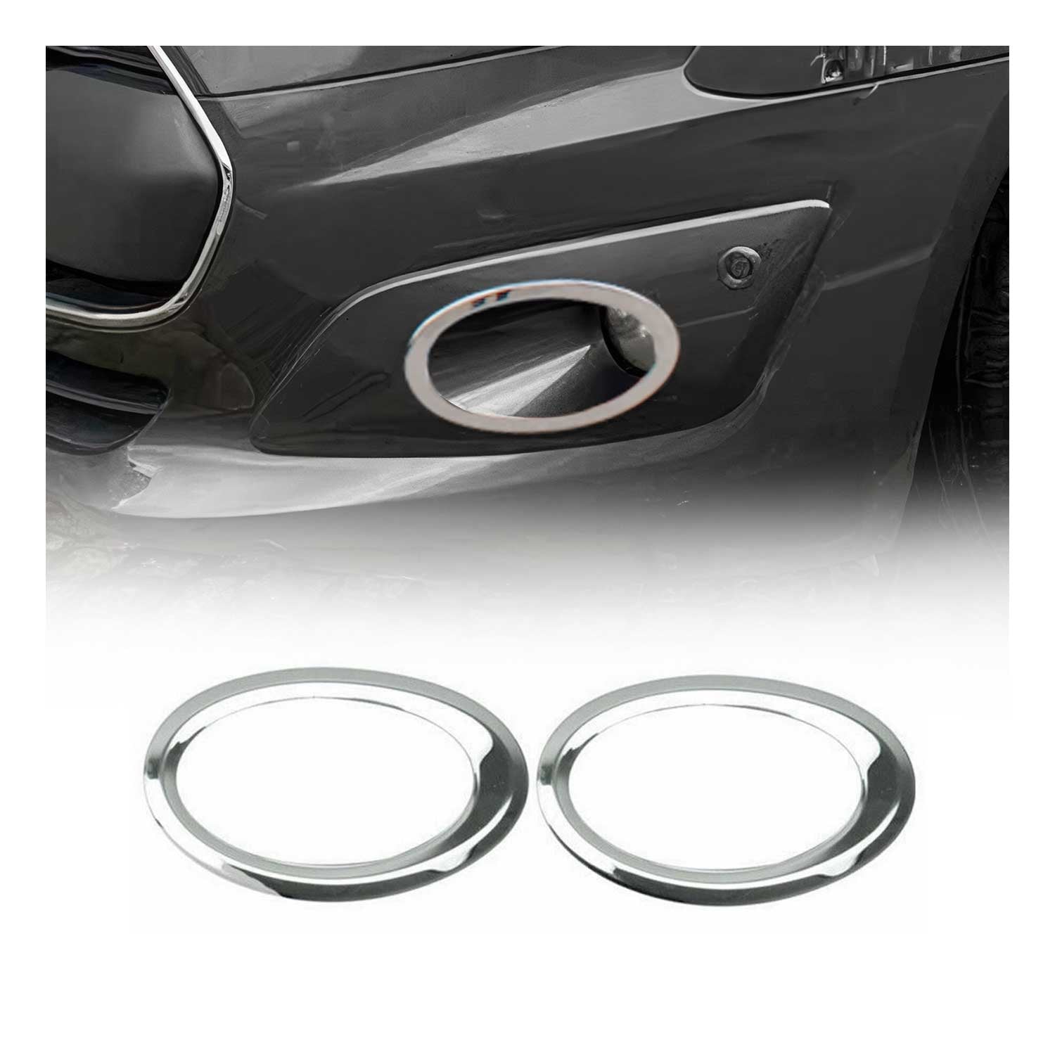 2014-2019 Ford Transit Connect Fog Light Lamp Bezel Cover Stainless Steel Silver 2 Pcs