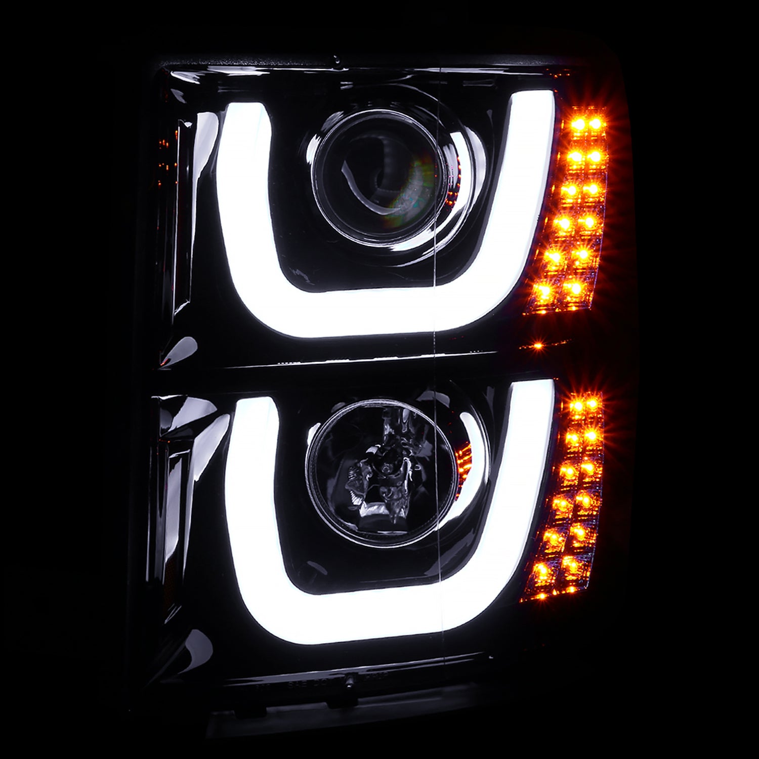 2014-2015 Chevy Silverado 1500 LED U-Bar Headlights LED Signal Lights Smoke