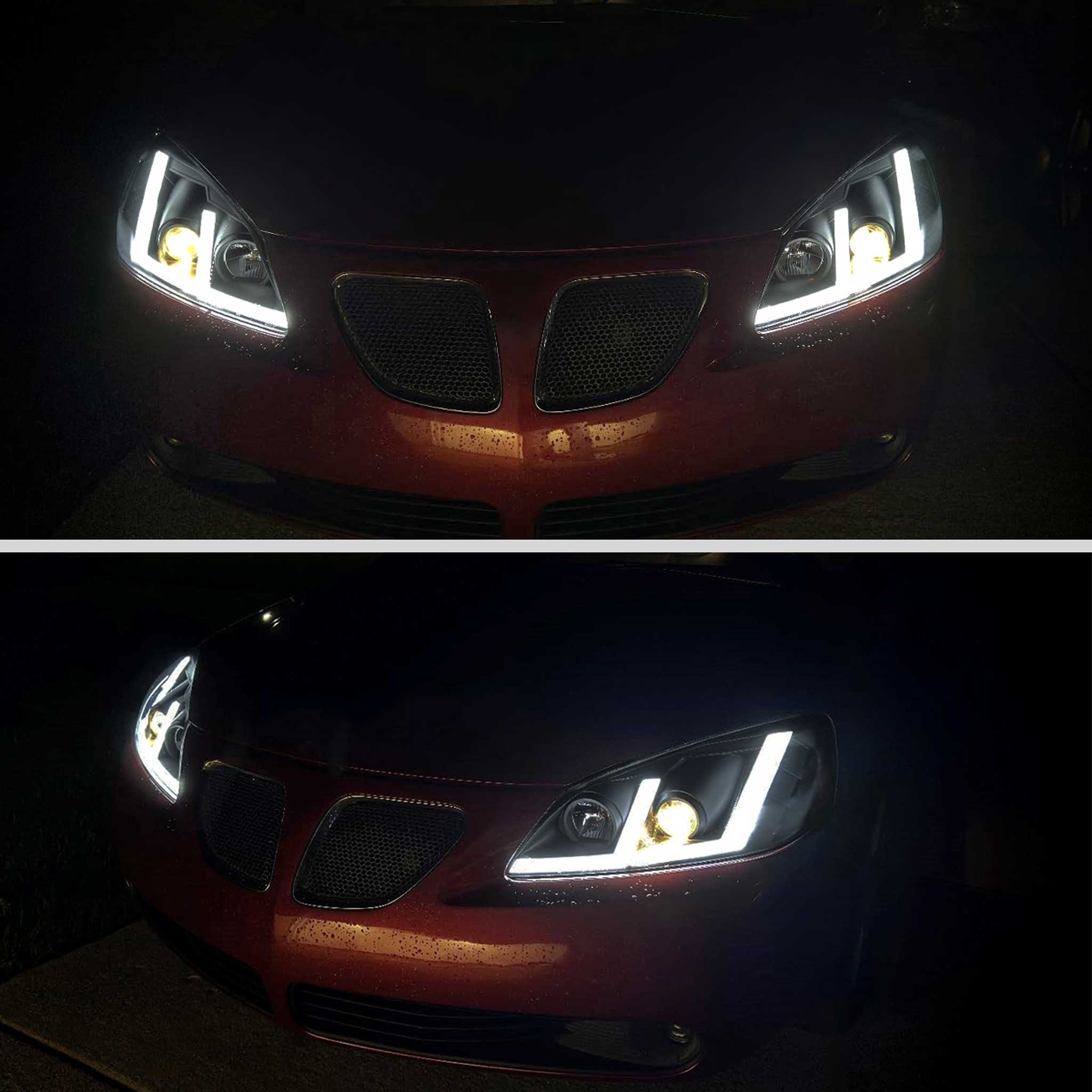 For Pontiac G6 2005-2010 Projector Headlights Sequential LED Strip Black Housing Smoked Lens Switchback