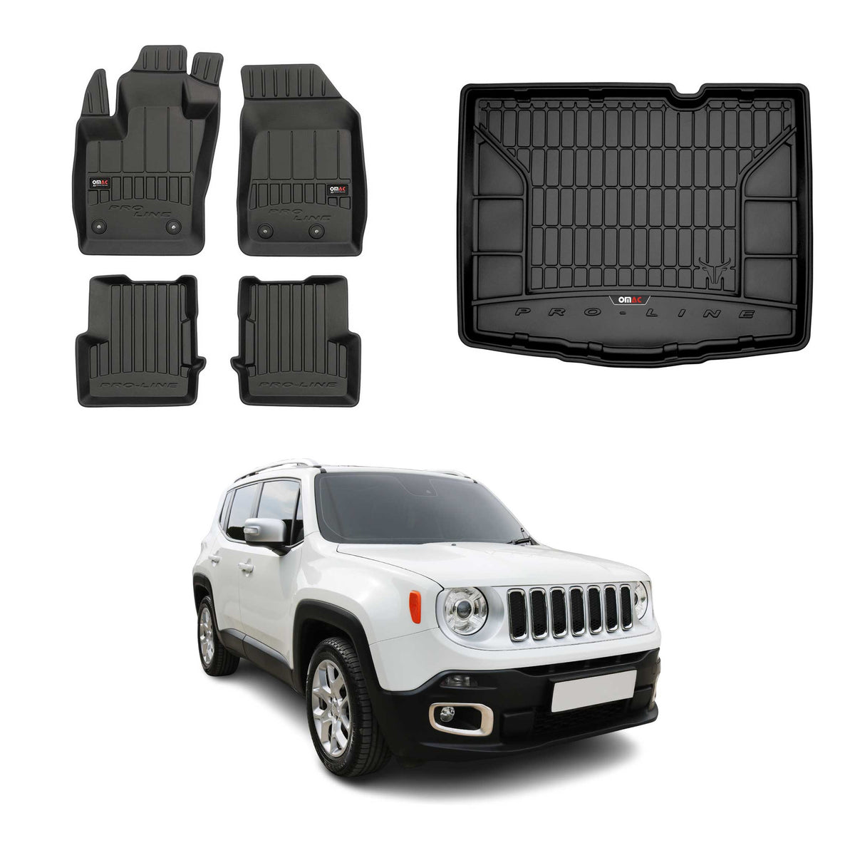OMAC Floor Mats & Cargo Liners for Jeep Renegade 2015-2023 Lower Trunk