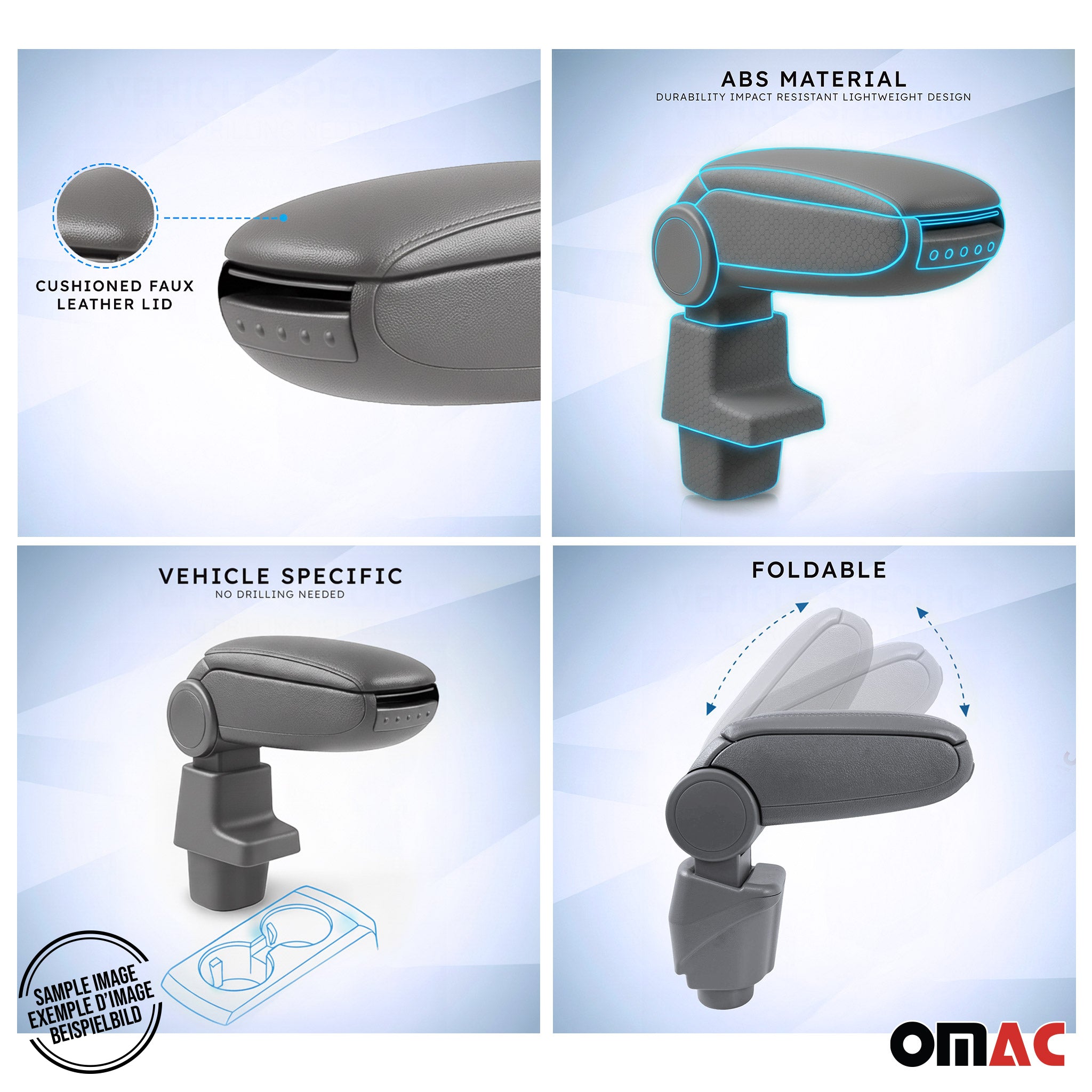 2011-2017 Nissan Juke Gray Center Console Armrest Plastic PU Leather 1Pc