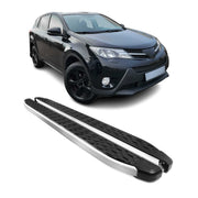 2013-2018 Toyota RAV4 Running Boards Side Steps Silver & Black