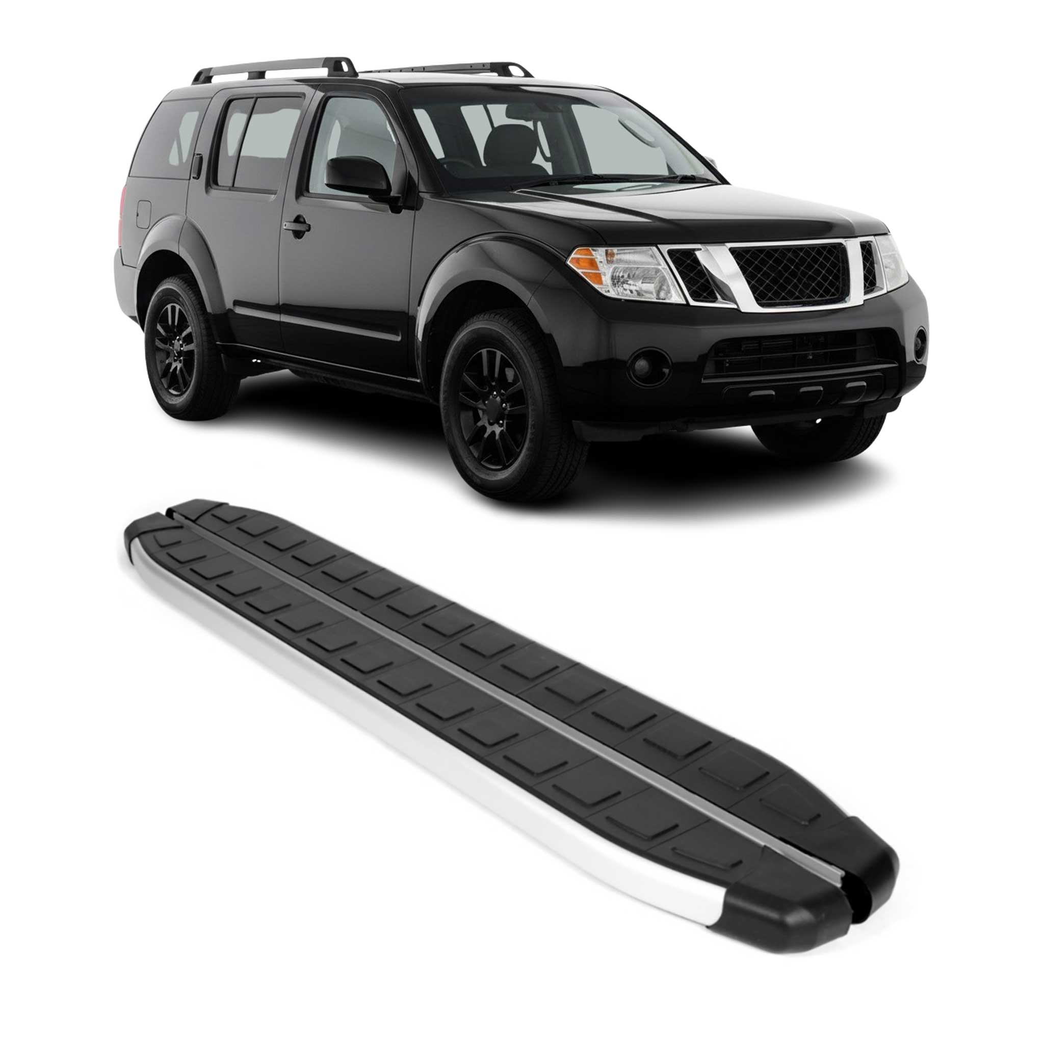 2005-2012 Nissan Pathfinder Running Boards Side Steps Silver & Black