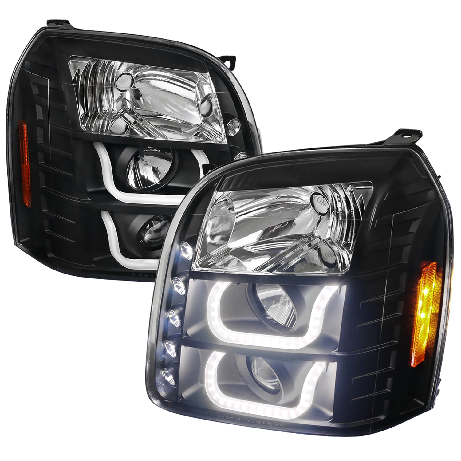 2007-2014 GMC Yukon/Yukon XL 1500/2500 LED U-Bar Projector Headlights Black