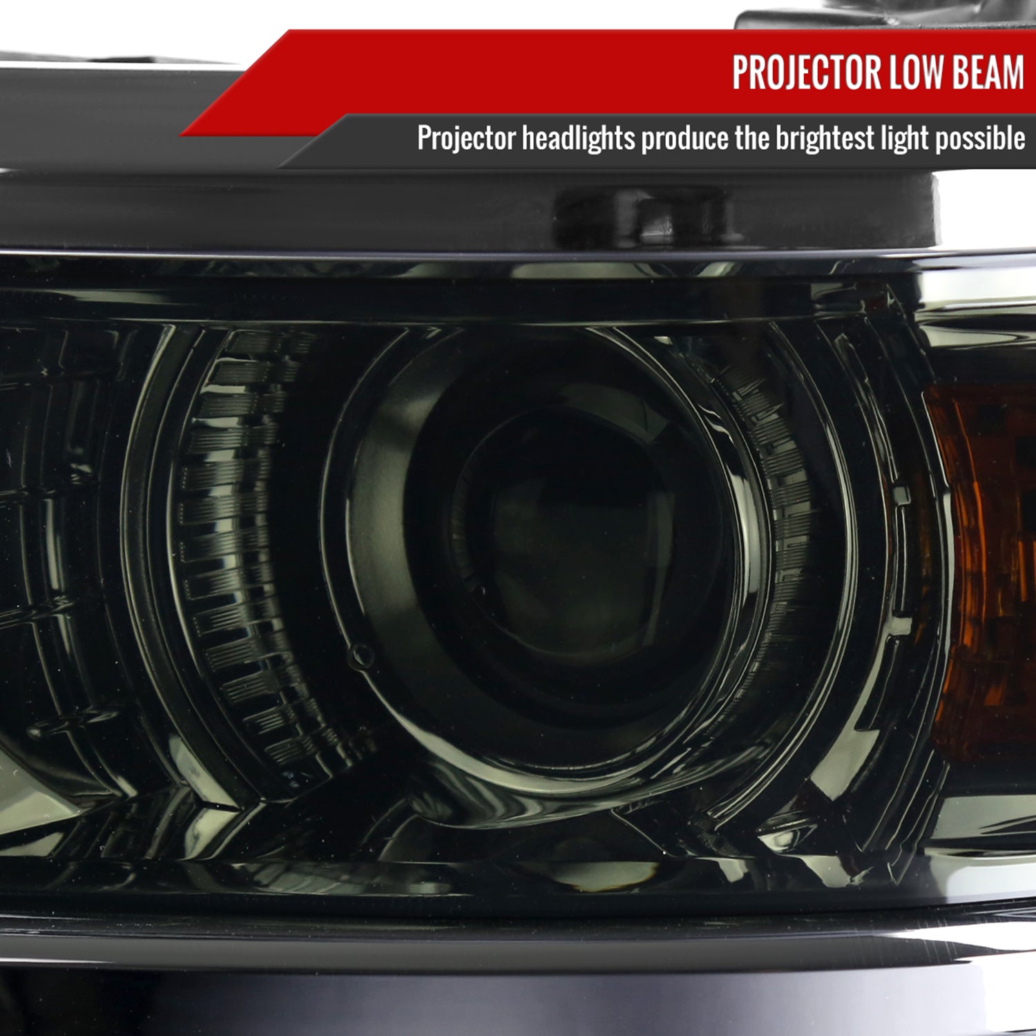 2014-2015 Chevy Silverado 1500 Projector Headlights Glossy Black/Smoke/Chrome
