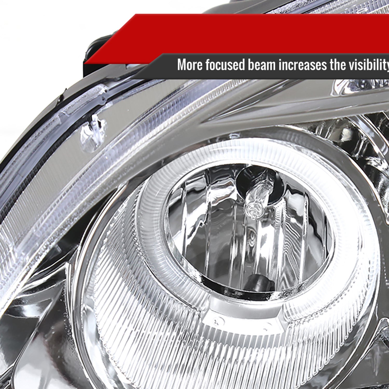 2001-2003 Honda Civic Dual Halo Projector Headlights Chrome/Clear Lens