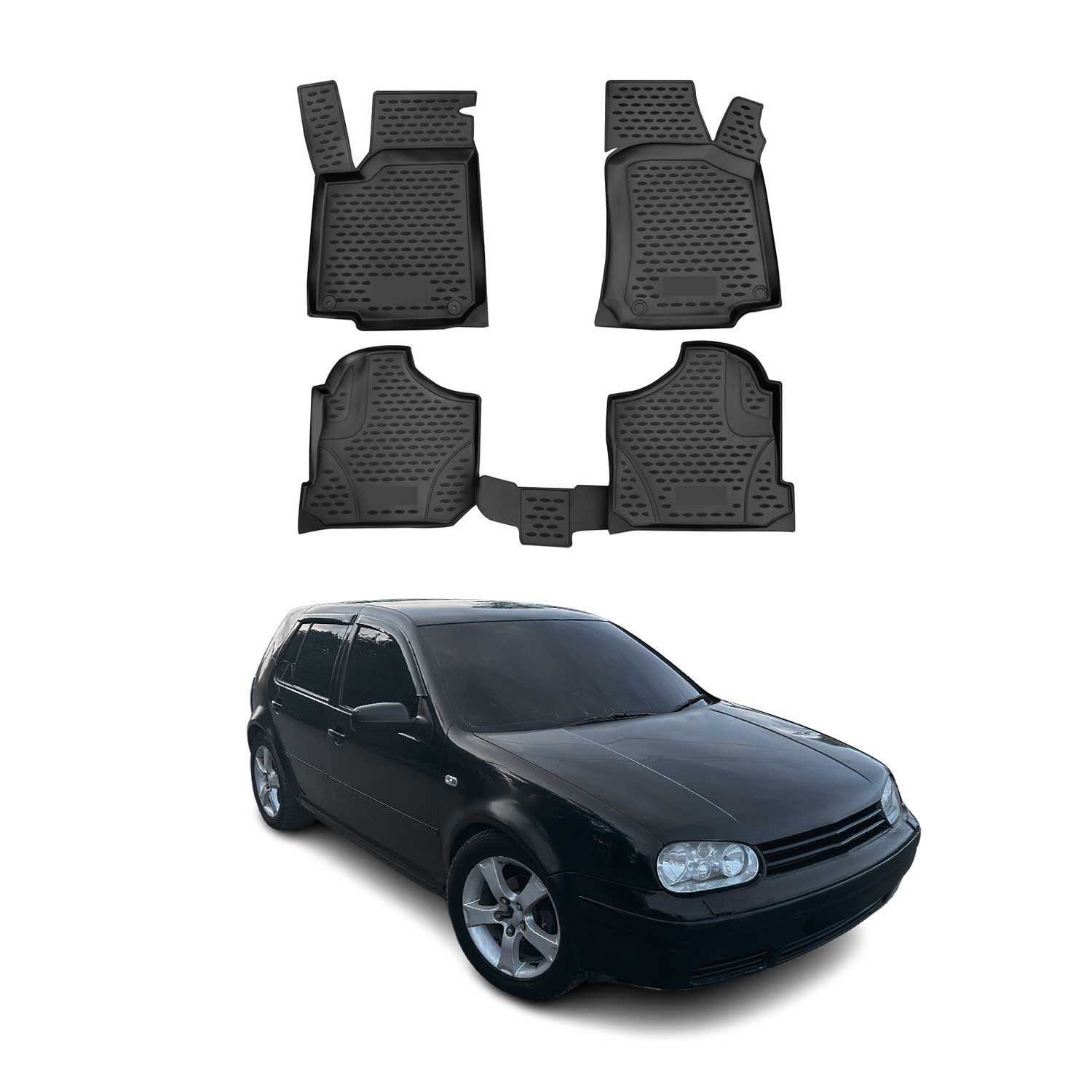 1998-2006 VW Golf Mk4 Floor Mats Liners Full Set All Weather Black