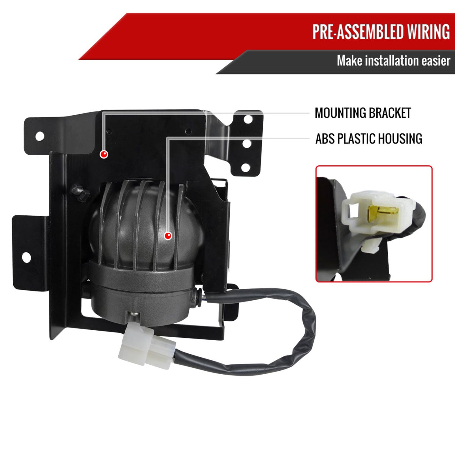 1992-1995 Honda Civic Sedan H3 Fog Lights Kit Switch & Wiring Harness Chrome