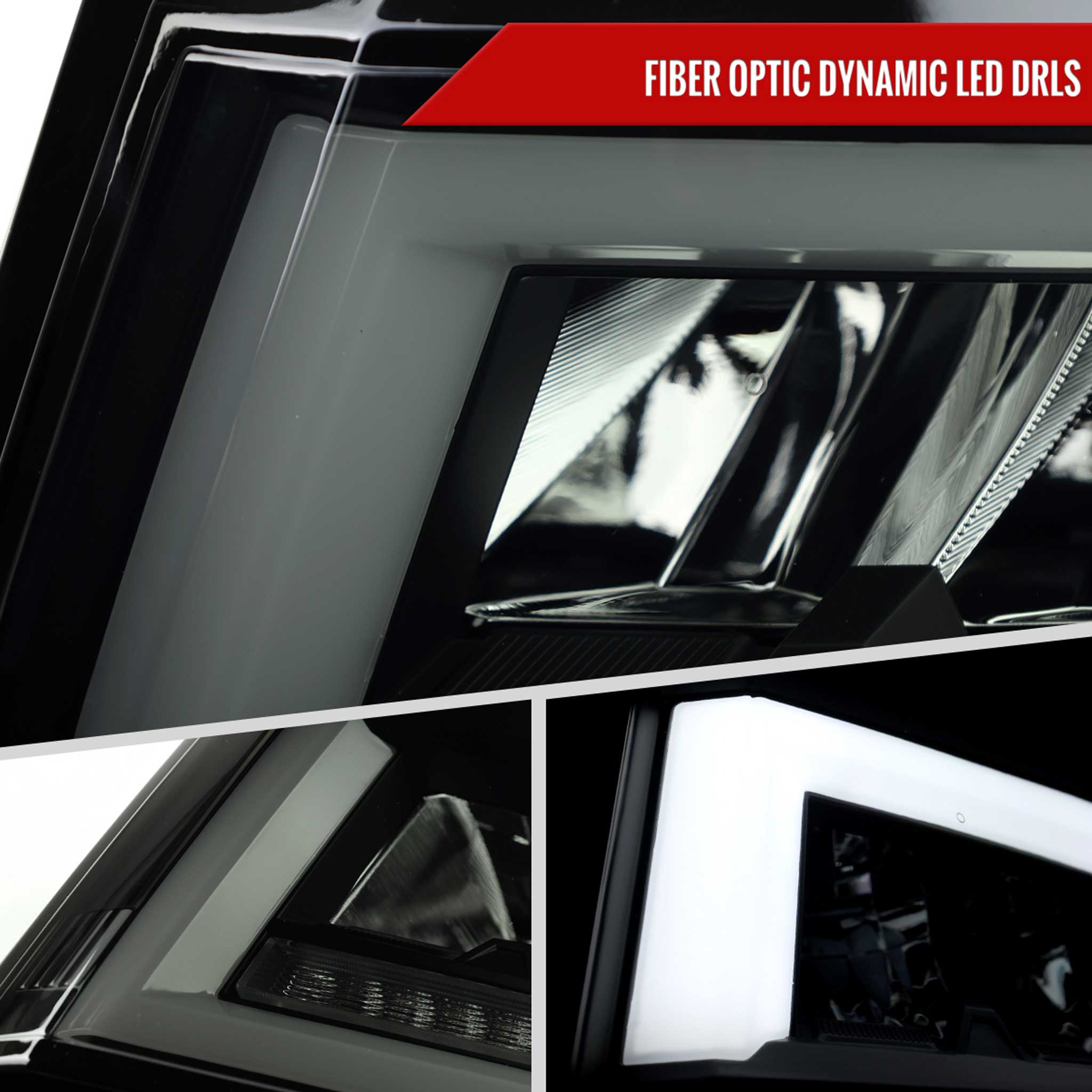 For Chevrolet Tahoe 2015-2020 Full LED DRL Sequential Headlights Matte Black Housing Smoked Lens