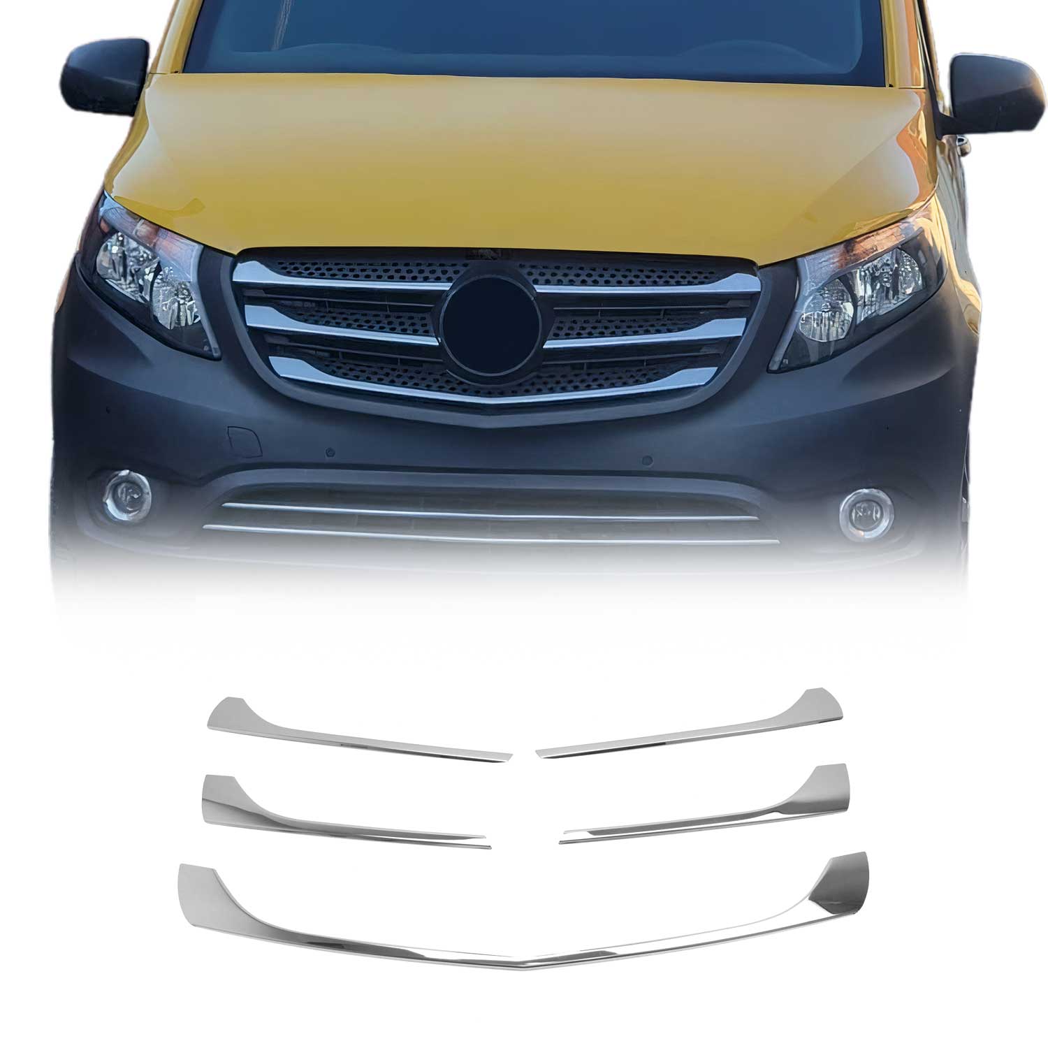 2016-2020 Mercedes Metris Front Bumper Grill Trim Molding Stainless Steel 5x