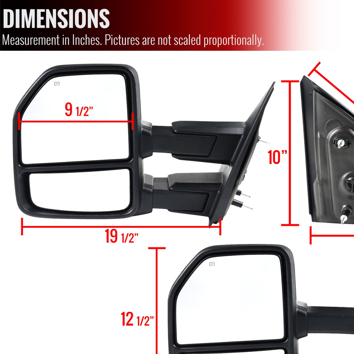 2007-2014 Ford F-150 Heated Towing Mirrors Smoke LED Turn & Puddle Lights