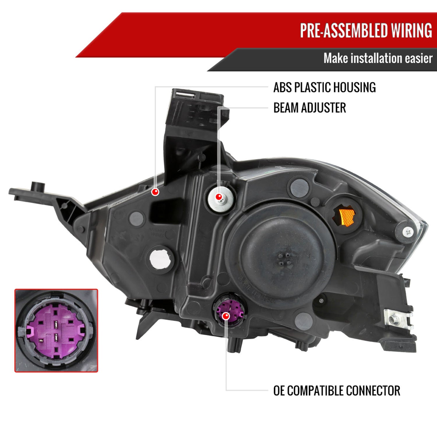 2013-2016 Dodge Dart Factory Headlights High/Low Beam - Passenger Side Black