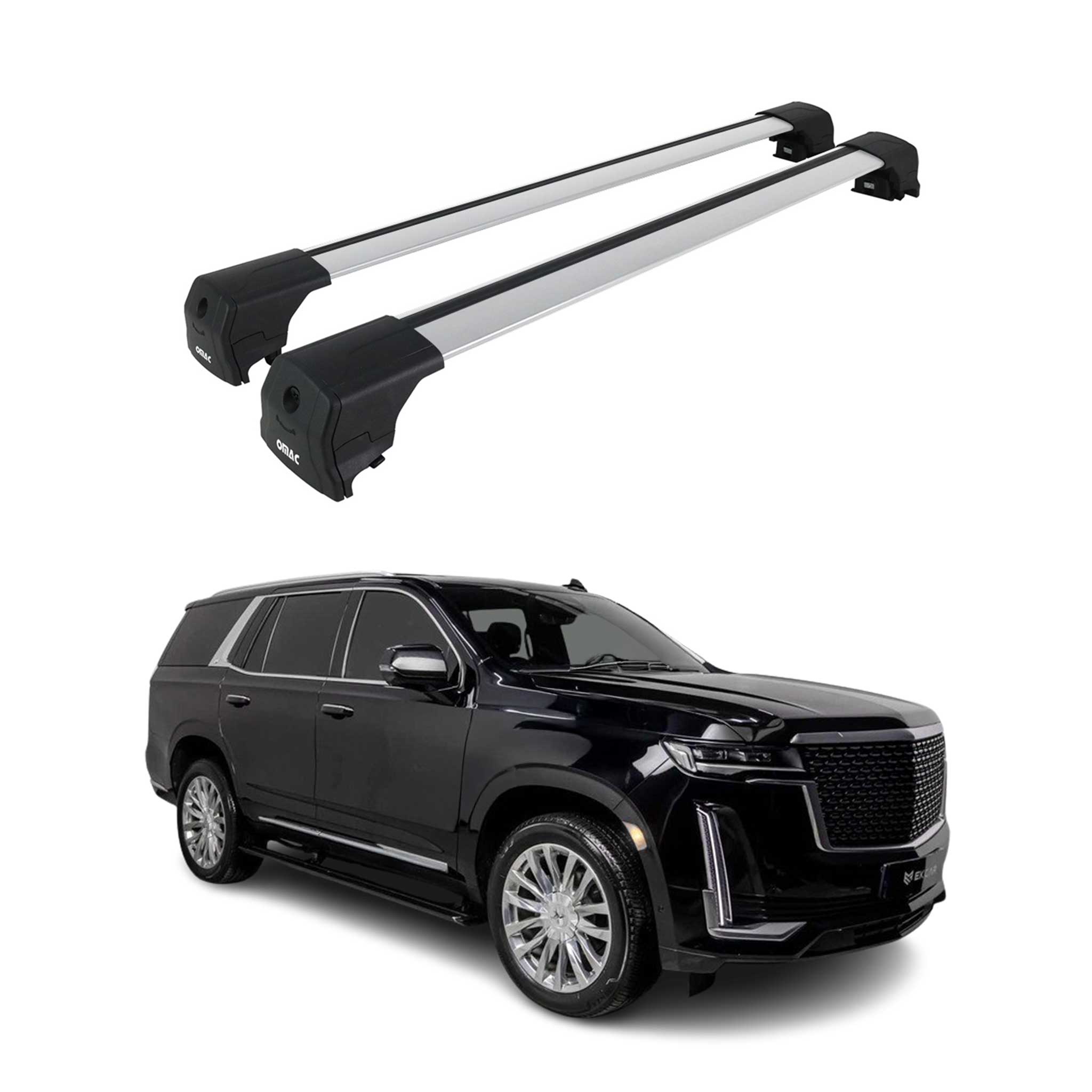 2021-2026 Cadillac Escalade Roof Rack Cross Bars Silver Aluminium 2Pcs