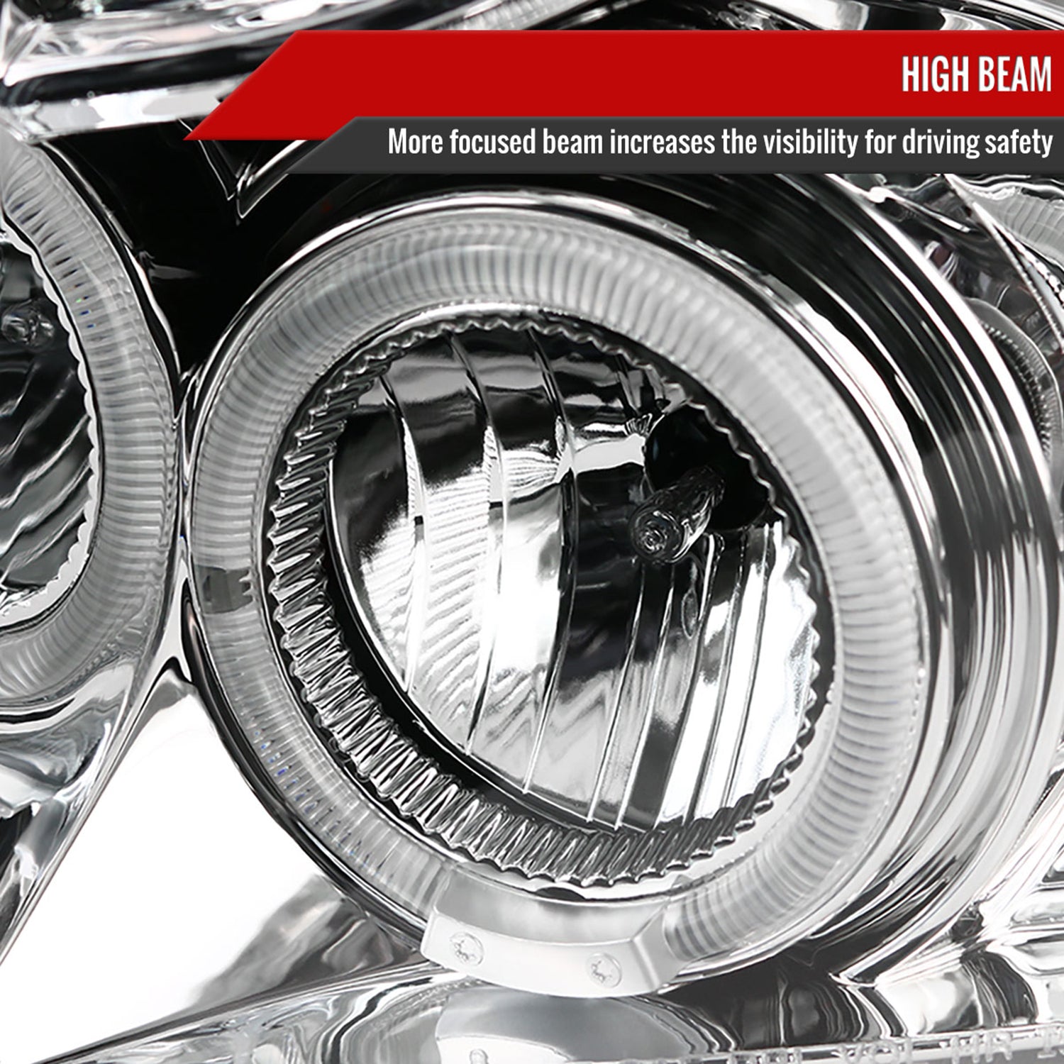 2007-2013 Chevy Avalanche/ 07-2014 Tahoe Suburban Dual Halo Headlights Chrome