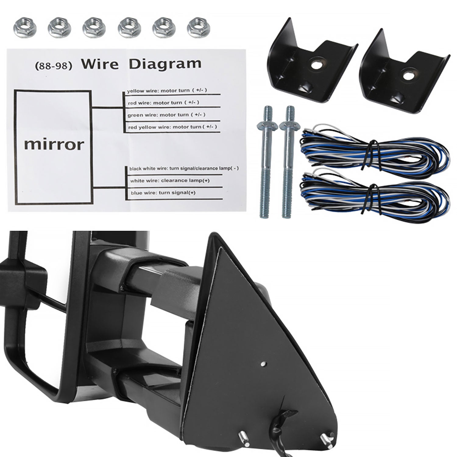 1988-2000 Chevy C/K Tahoe Yukon/Suburban Heated Towing Mirrors Amber &Smoke