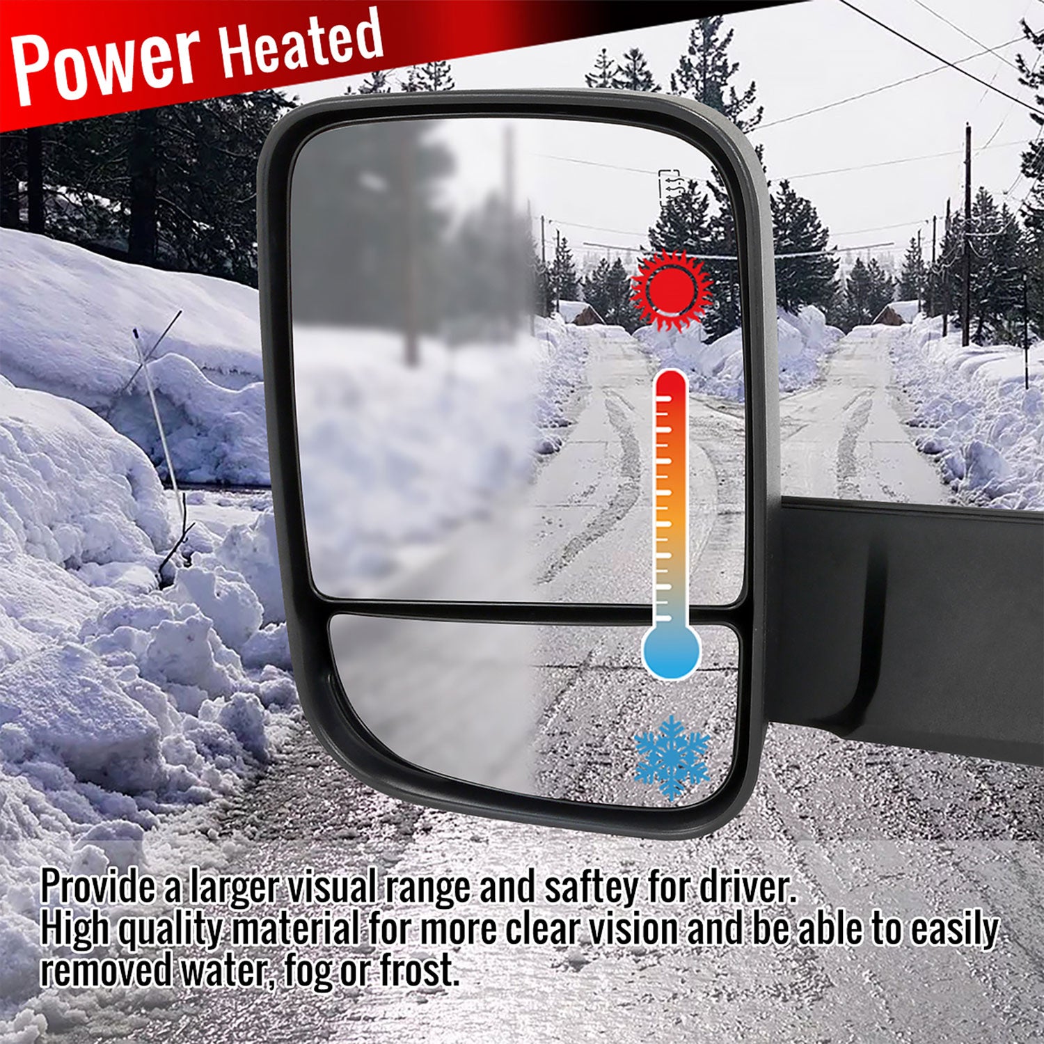 2009-2012 Dodge RAM 1500 Adjustable Heated & Manual Extendable Towing Mirrors