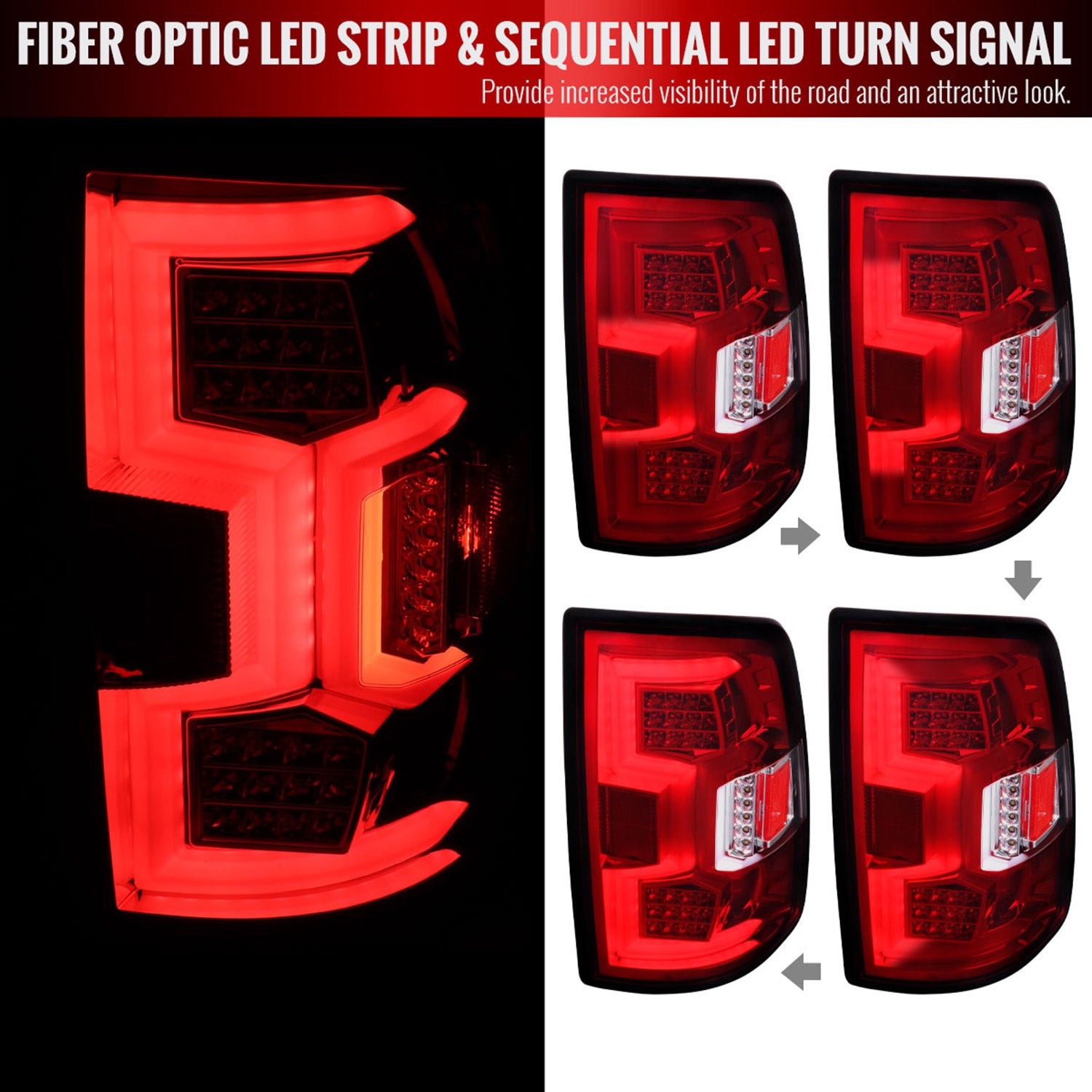 2019-2024 Dodge RAM 2500/3500 LED Sequential Signal Tail Lights Chrome/Red