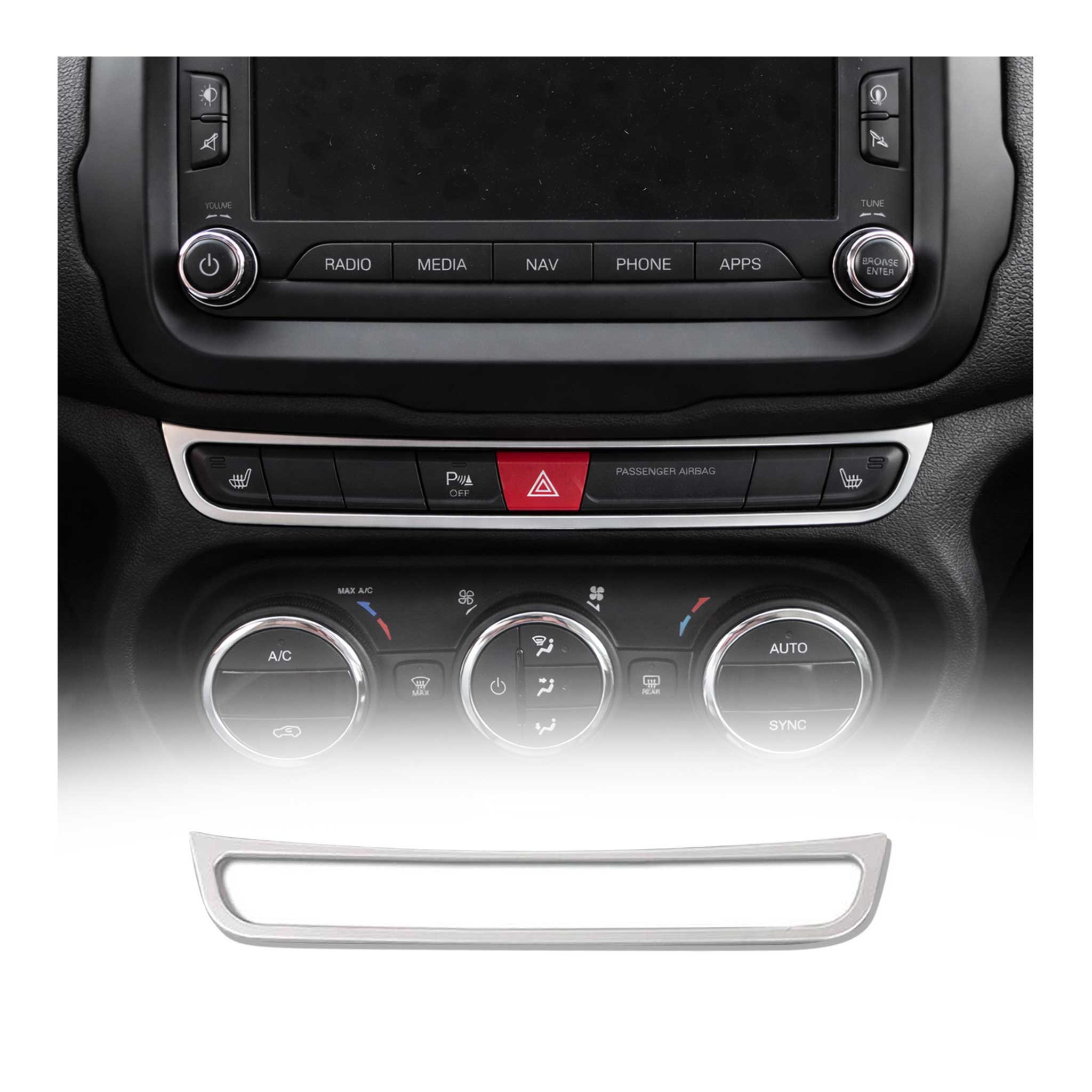 2015-2018 Jeep Renegade Air Condition Switch Trim Frame Silver Chrome 1Pc