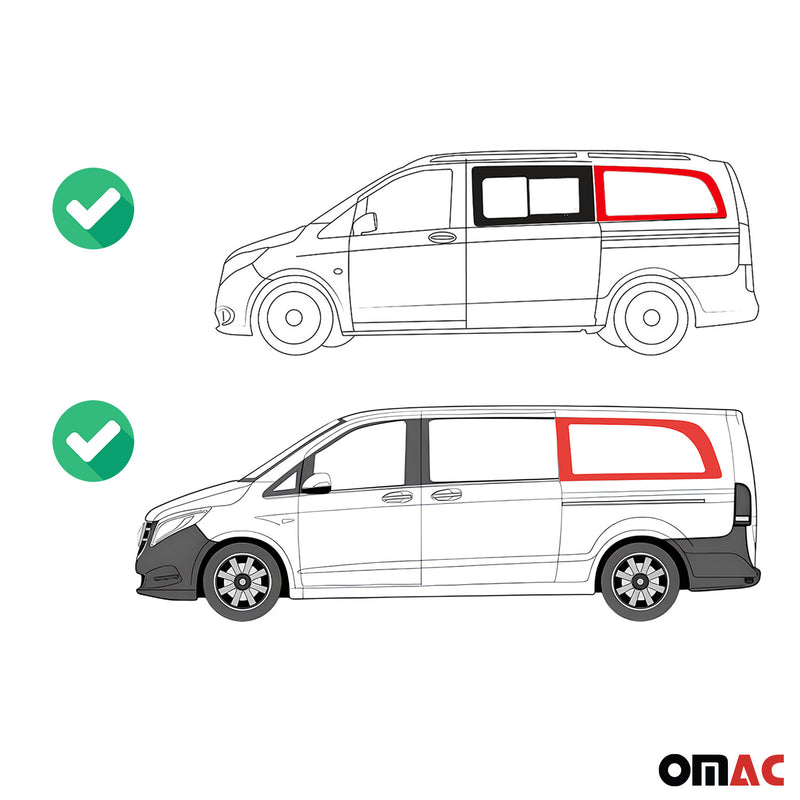 2016-2024 Mercedes Metris Window Glass Fit Kit Left Side Rear Black L2 MWB