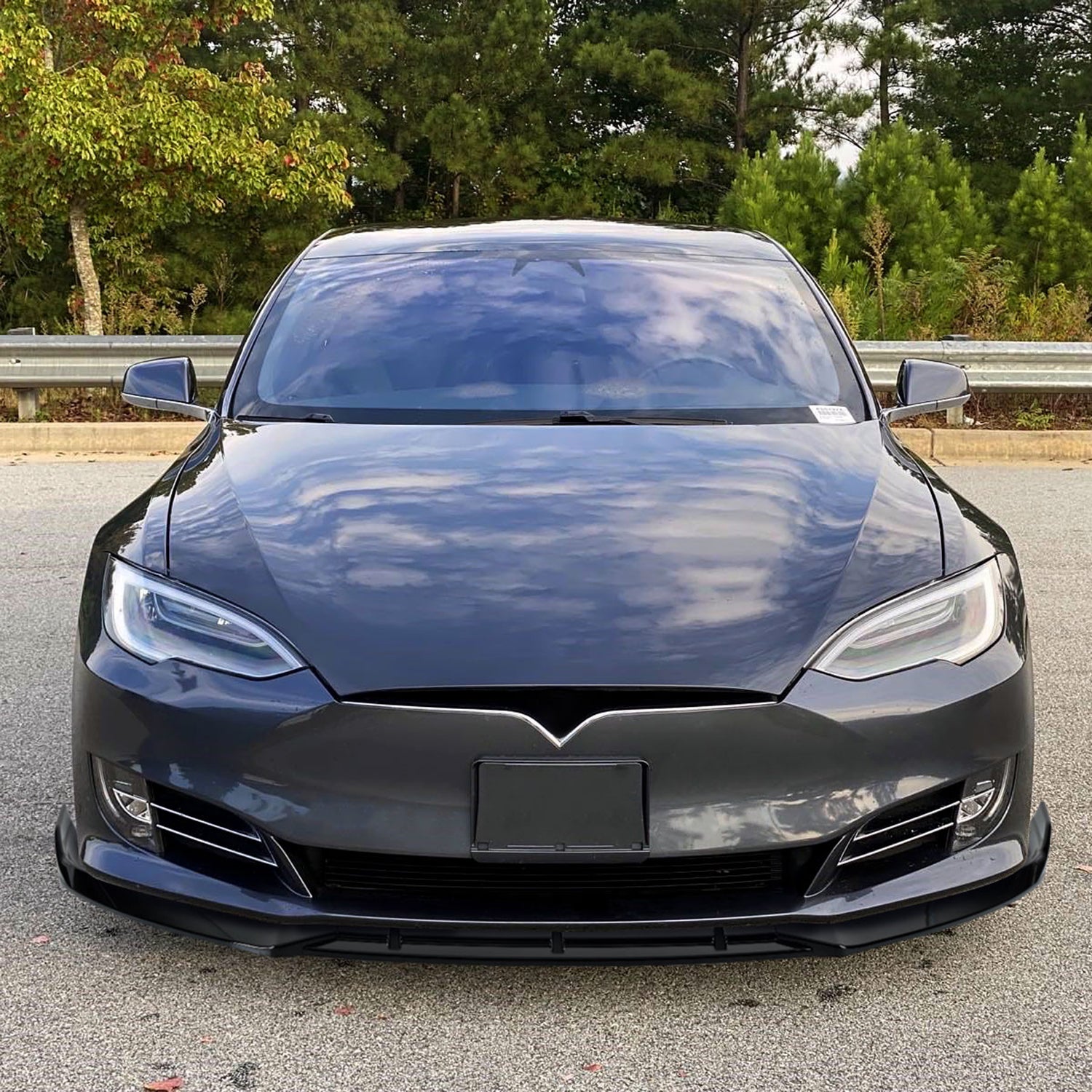 2016-2020 Tesla Model S Glossy Black 3Pcs Front Bumper Lip Splitter Kit