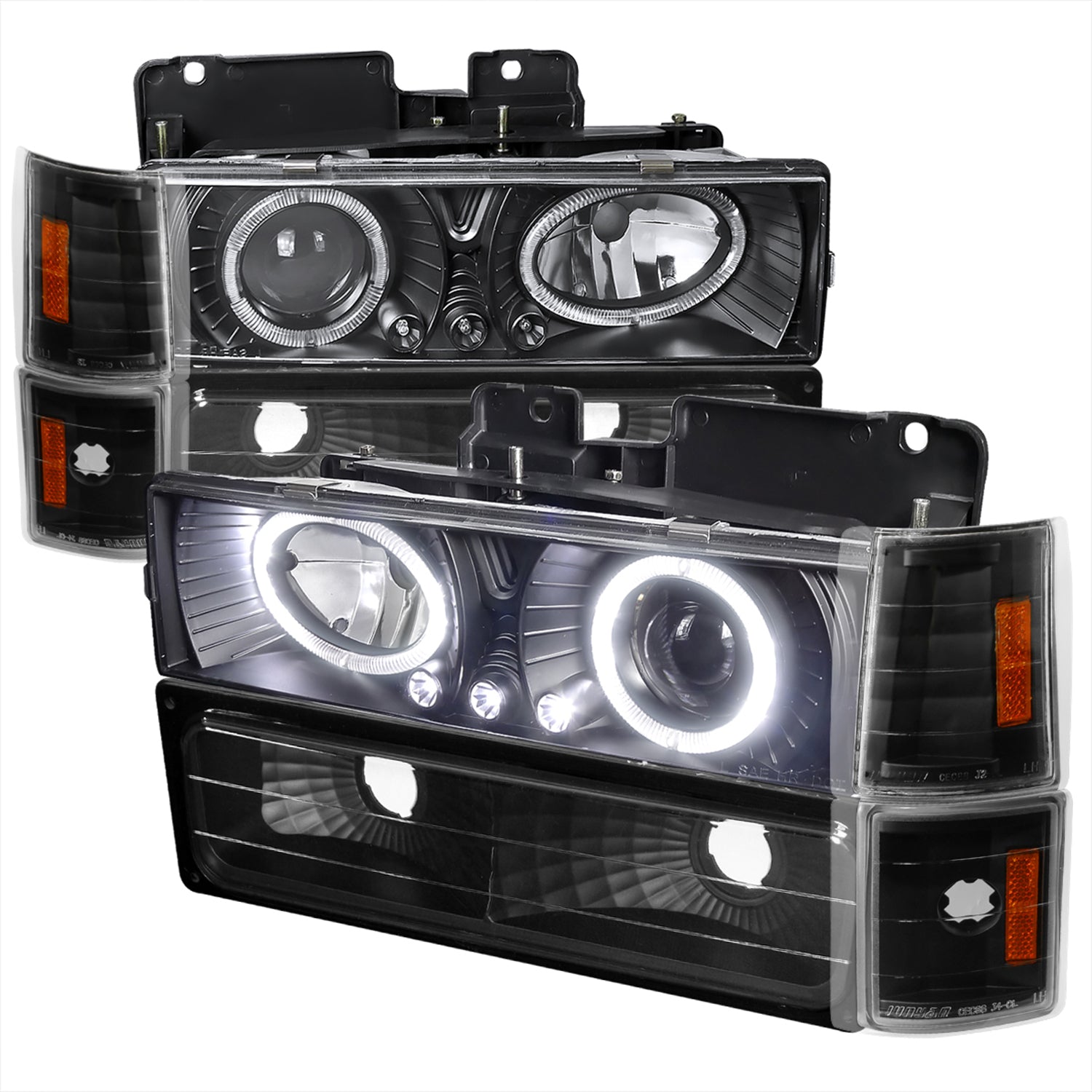 1994-1999 GMC C/K C10 Sierra Dual Halo Headlights Bumper&Corner Lights