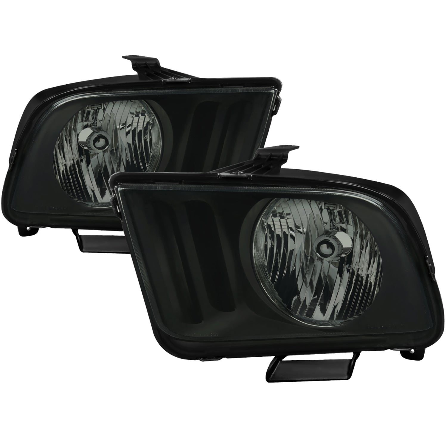 2005-2009 Ford Mustang Factory Style Headlights Matte Black/Light Smoke Lens