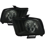 2005-2009 Ford Mustang Factory Style Headlights Matte Black/Light Smoke Lens