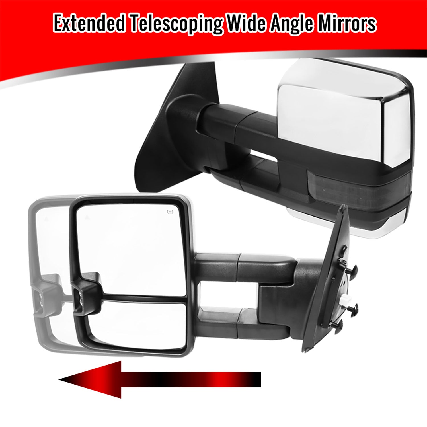 2007-2017 Toyota Tundra/ 08-2017 Sequoia Chrome Heated BSM Towing Mirrors Smoke