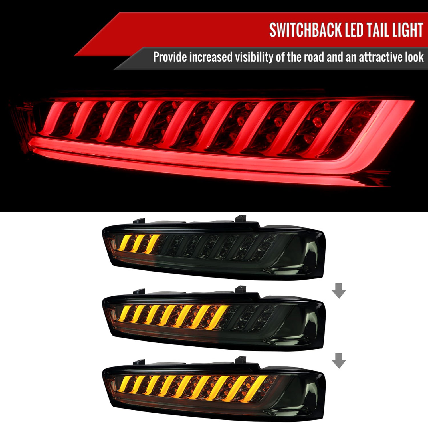 2016-2018 Chevy Camaro Sequential LED Tail Lights Chrome Housing/Smoke Lens