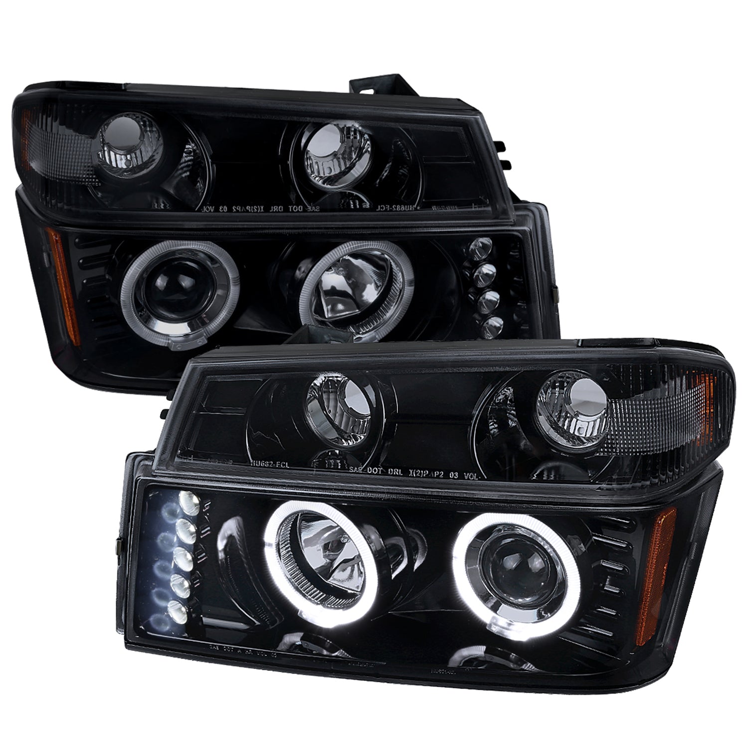 2004-2012 Chevy Colorado/ Canyon Dual Halo Headlights Corner Lights Black