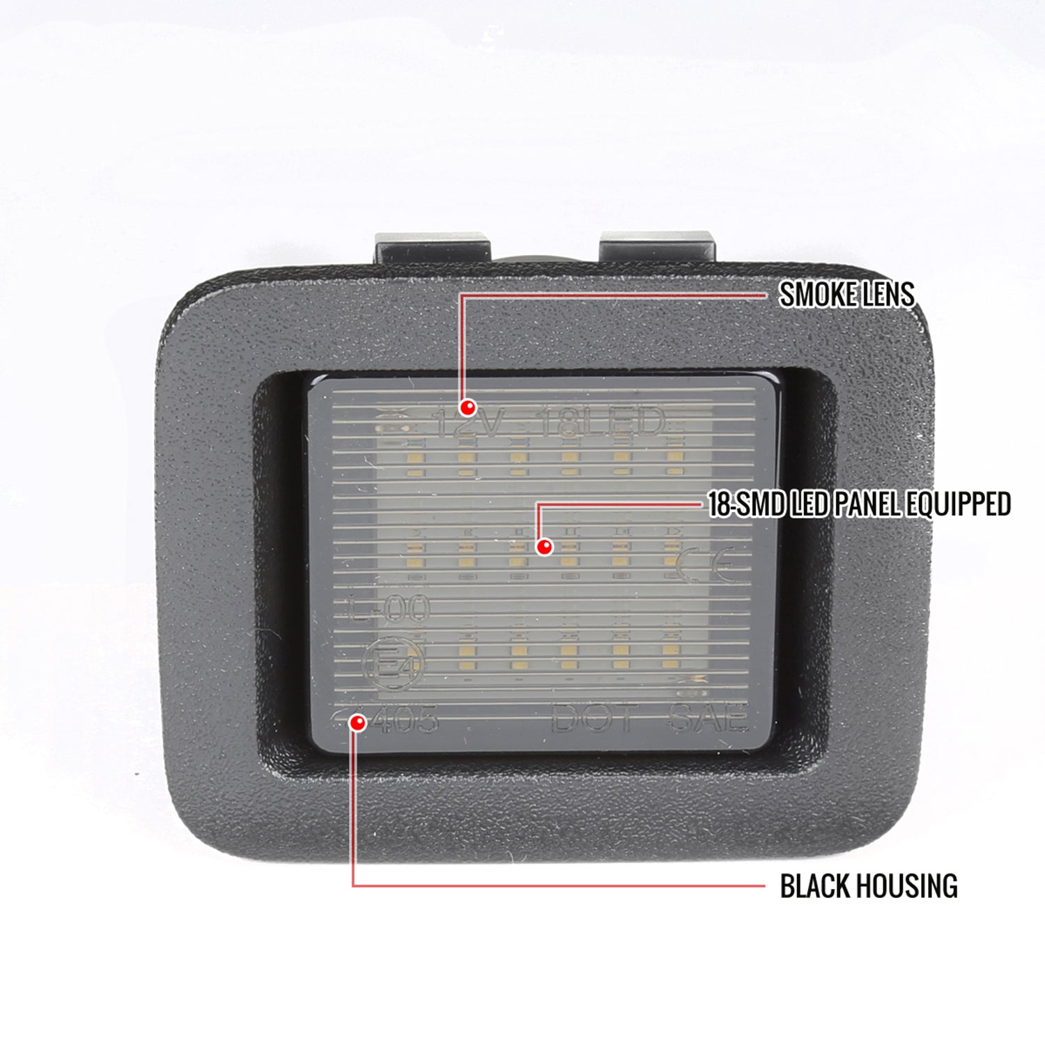 2015-2019 Ford F-150 Rear LED License Plate Lights Glossy Black/Smoke Lens