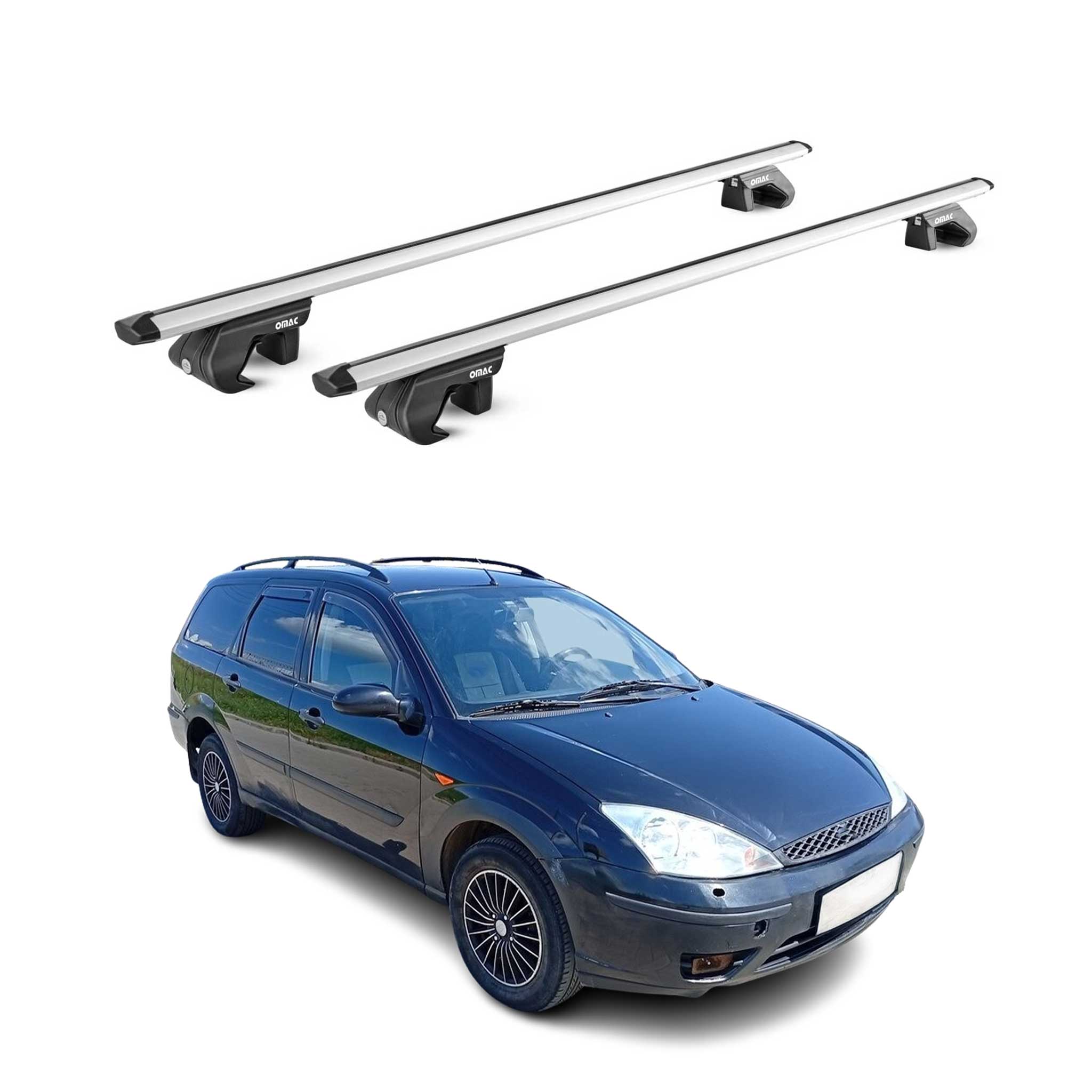 Roof Rack Cross Bars Luggage Carrier for Ford Focus Wagon 2000-2004 Alu Grey 2x