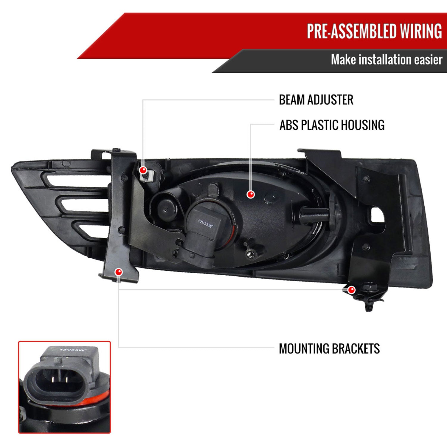 2003-2005 Honda Accord Coupe H11 Fog Lights Kit Chrome Housing/Yellow Lens