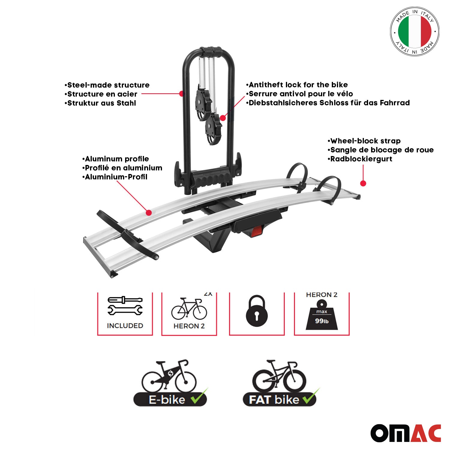 Hitch Mounted Foldable 2 Bicycle Carrier 2” Receiver Car Truck SUV