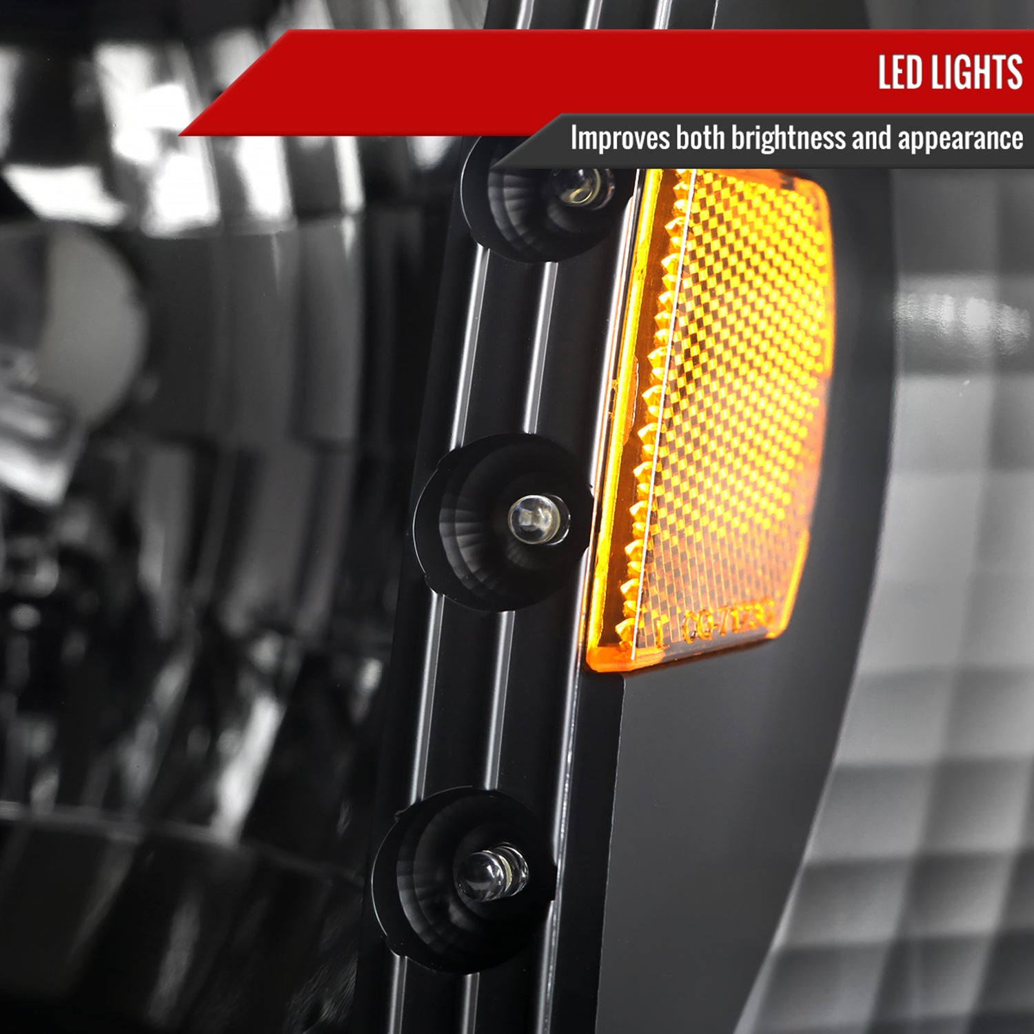 1993-1997 Ford Ranger Factory V2 Headlights w/Corner Lights Matt Black/Clear