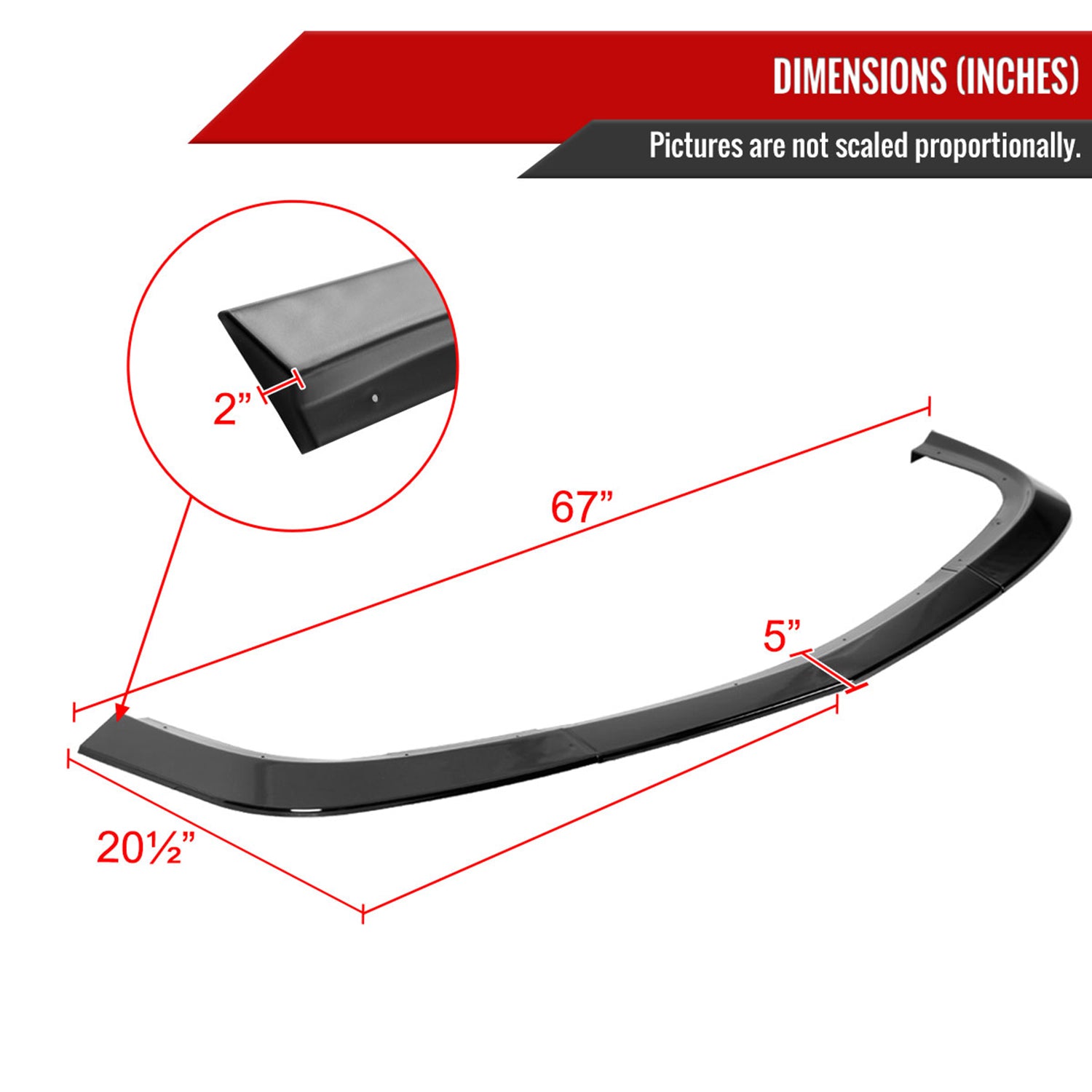 2015-2021 Dodge Challenger SXT Glossy Black 3PC Front Bumper Lip Splitter Kit