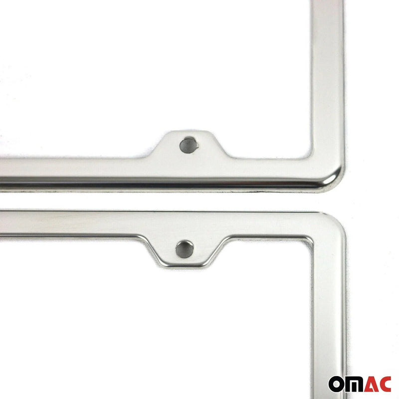 2 Pcs Chrome Stainless Steel License Plate Frame Tag Holder