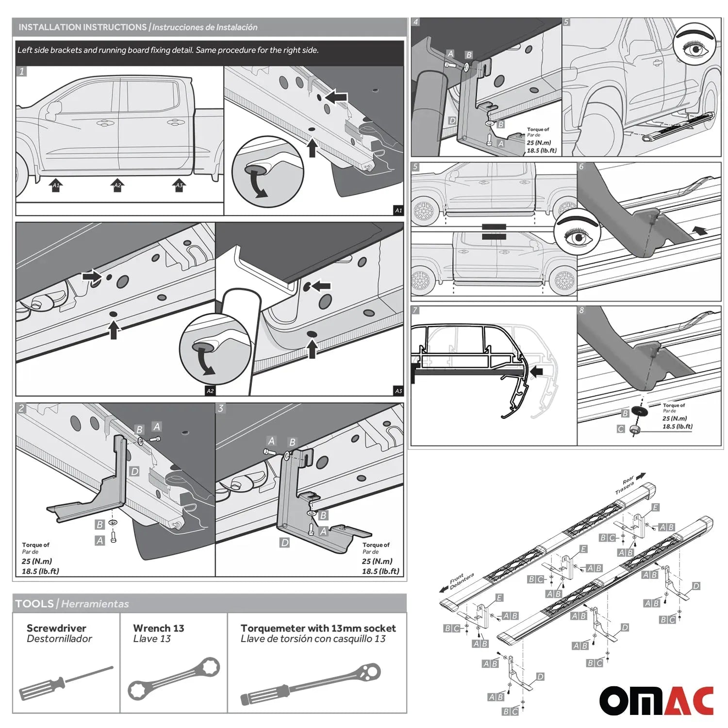 2019-2023 GMC Sierra 1500 Running Boards Double Cab Nerf Bar Side Step
