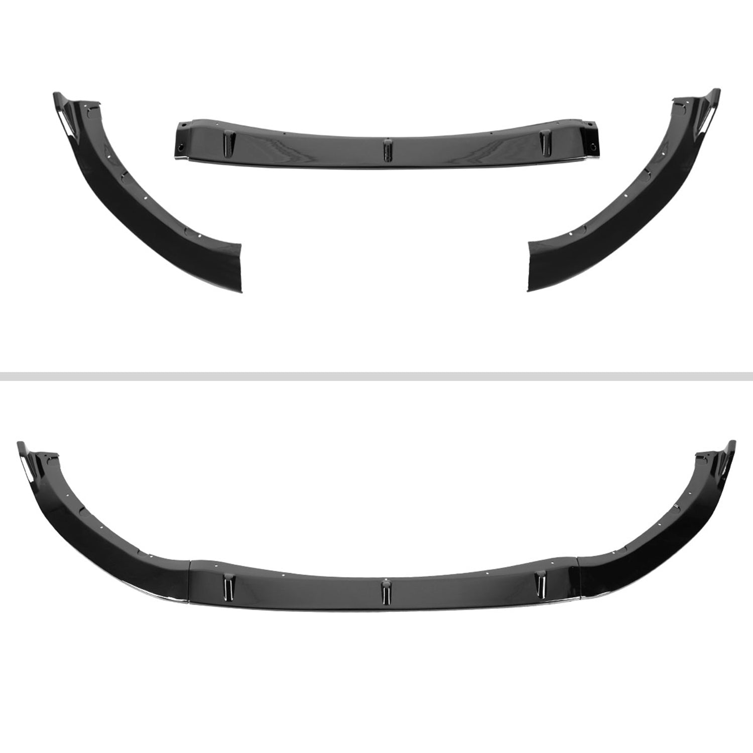 2016-2021 Mazda Miata MX-5 Glossy Black 3PC Front Bumper Lip Splitter Kit