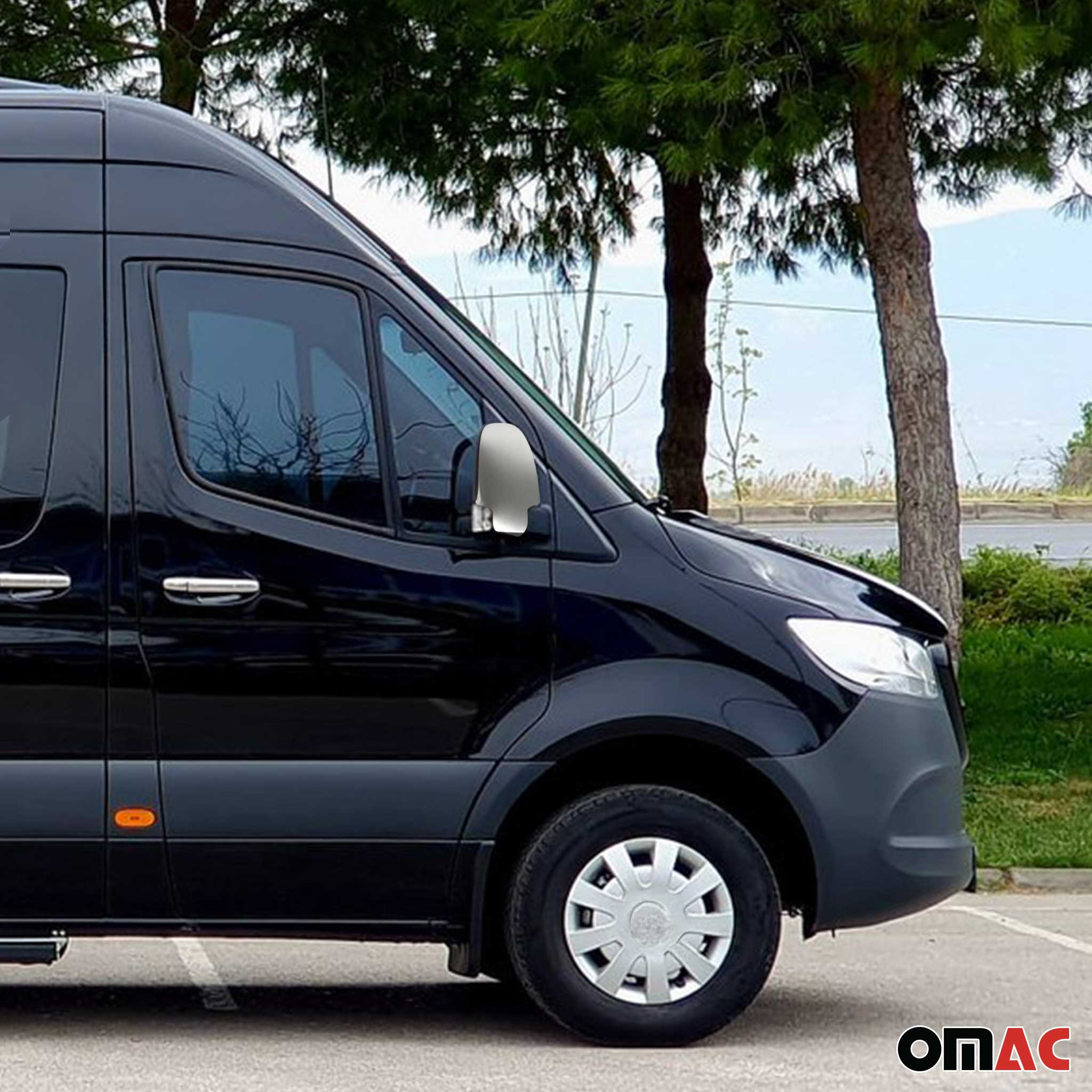 2019-2025 Mercedes Sprinter W907 910 Side Mirror Cover Caps Brushed Stainless Steel