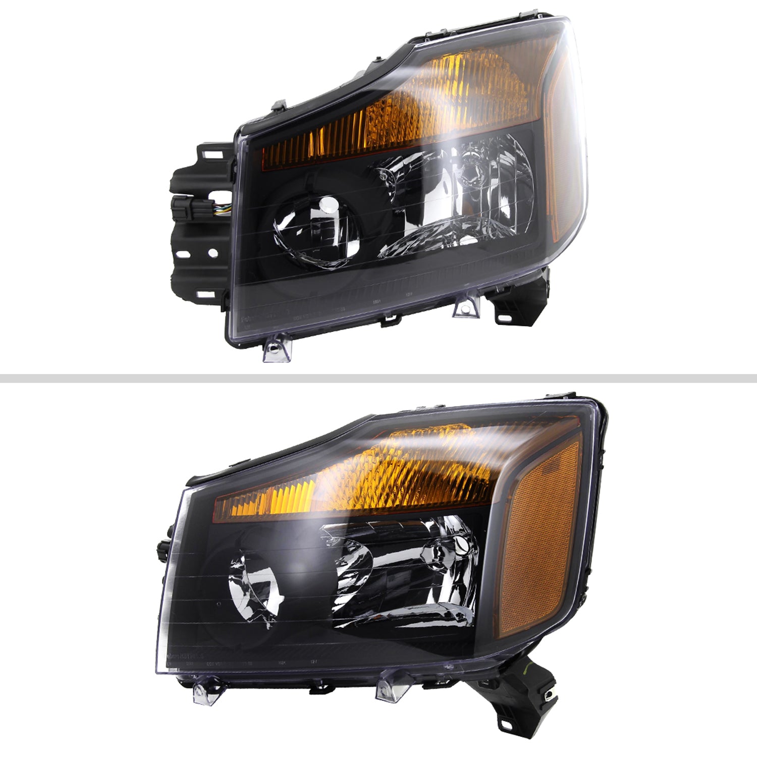 2004-2015 Nissan Titan/ 04-2007 Armada Factory Headlights Amber Reflectors Black