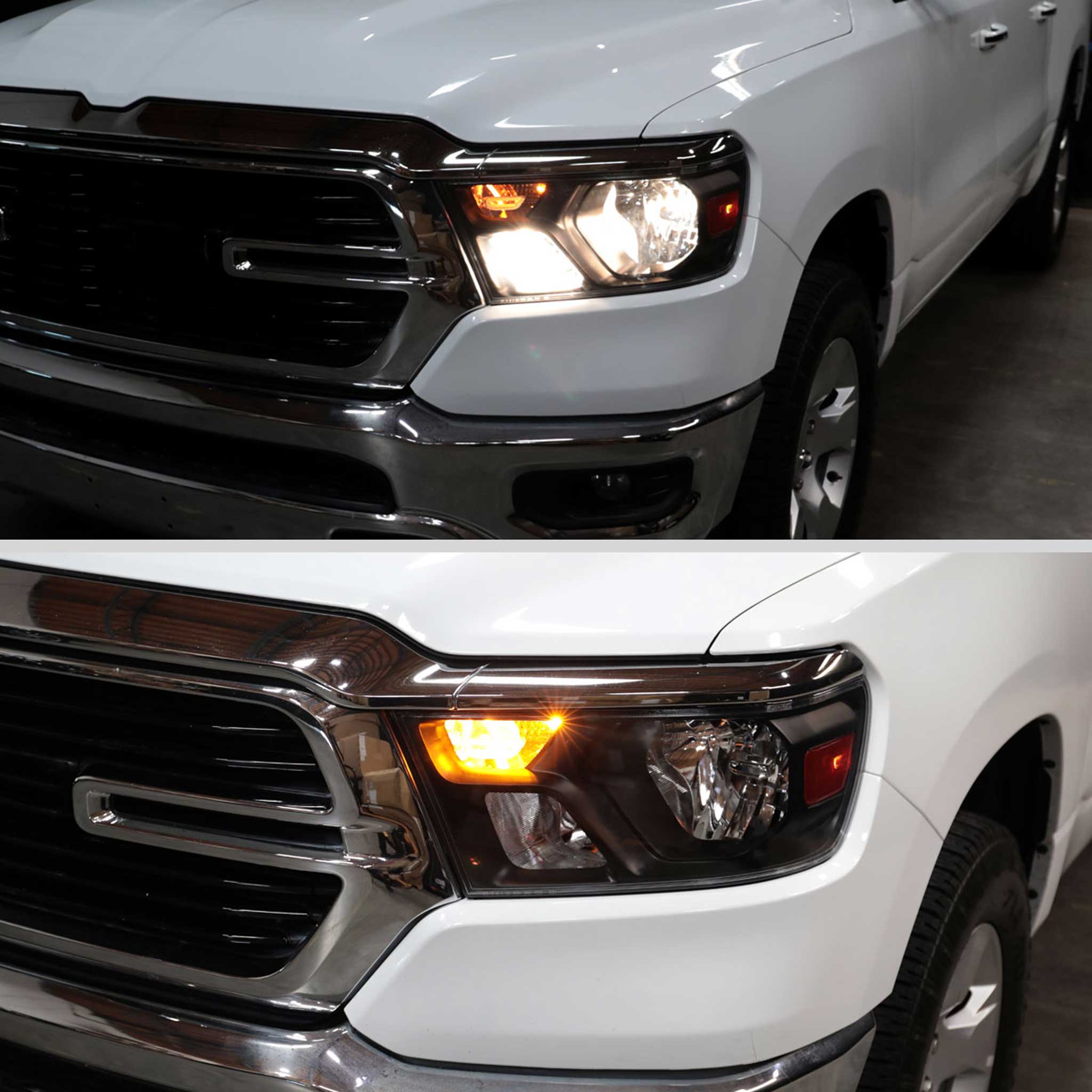 For Dodge RAM 1500 2019-2024 Factory Style Crystal Headlight Driver Side Only Black Housing Clear Lens