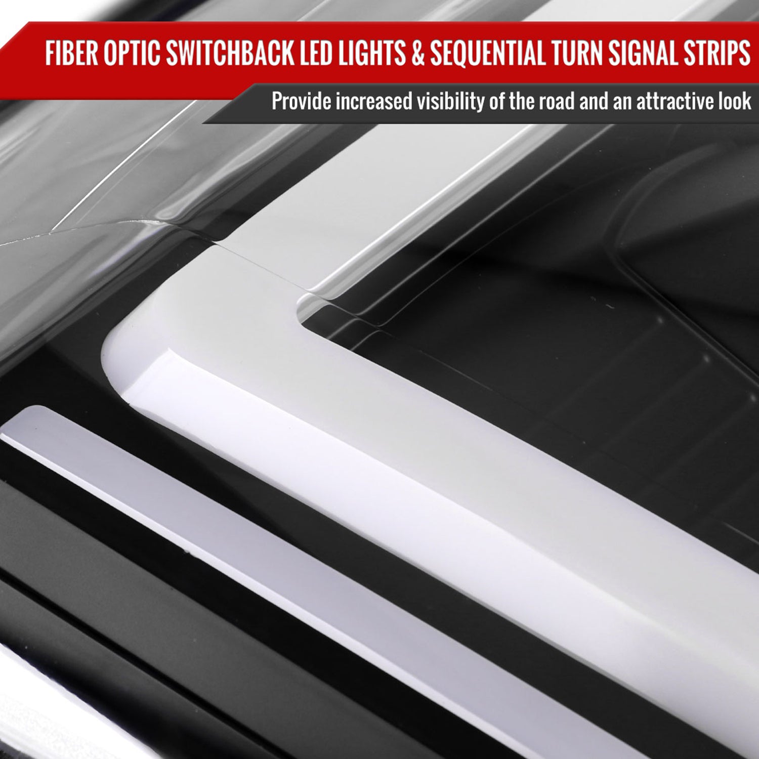 2007-2014 GMC Yukon/XL 1500/XL 2500 LED Turn Signal Projector Headlights Black