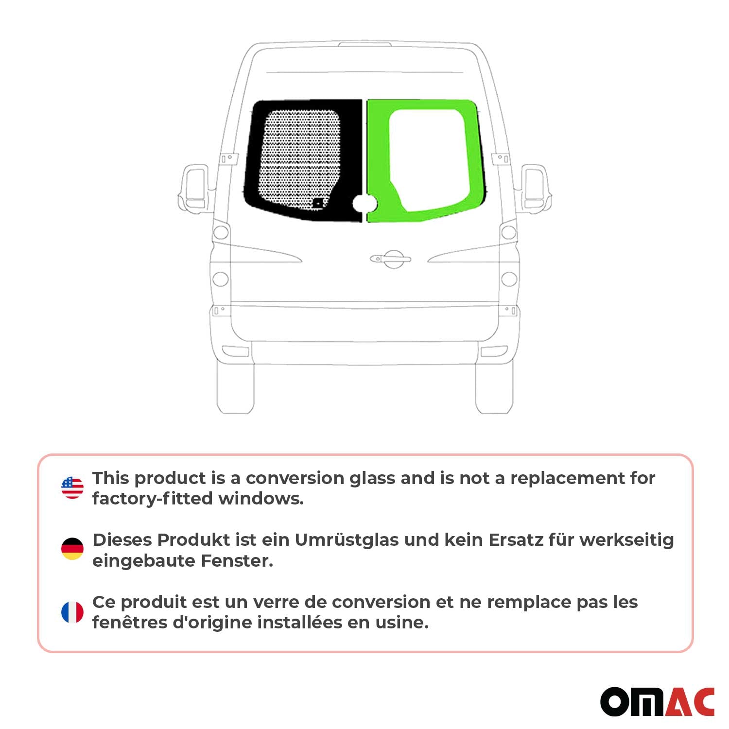 2007-2009 Freightliner Sprinter Window Glass Right Barn Door Glass Black L1 L2 L3 L4