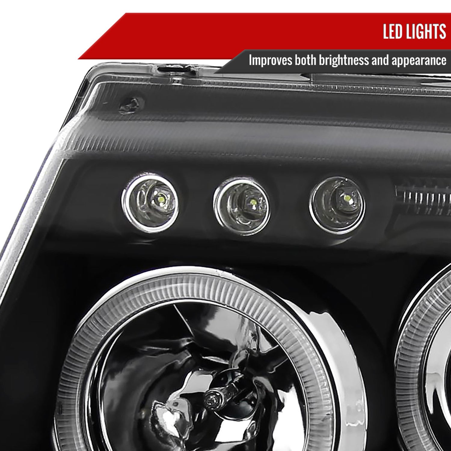1999-2004 Jeep Grand Cherokee Dual Halo Projector Headlights Matte Black/Clear
